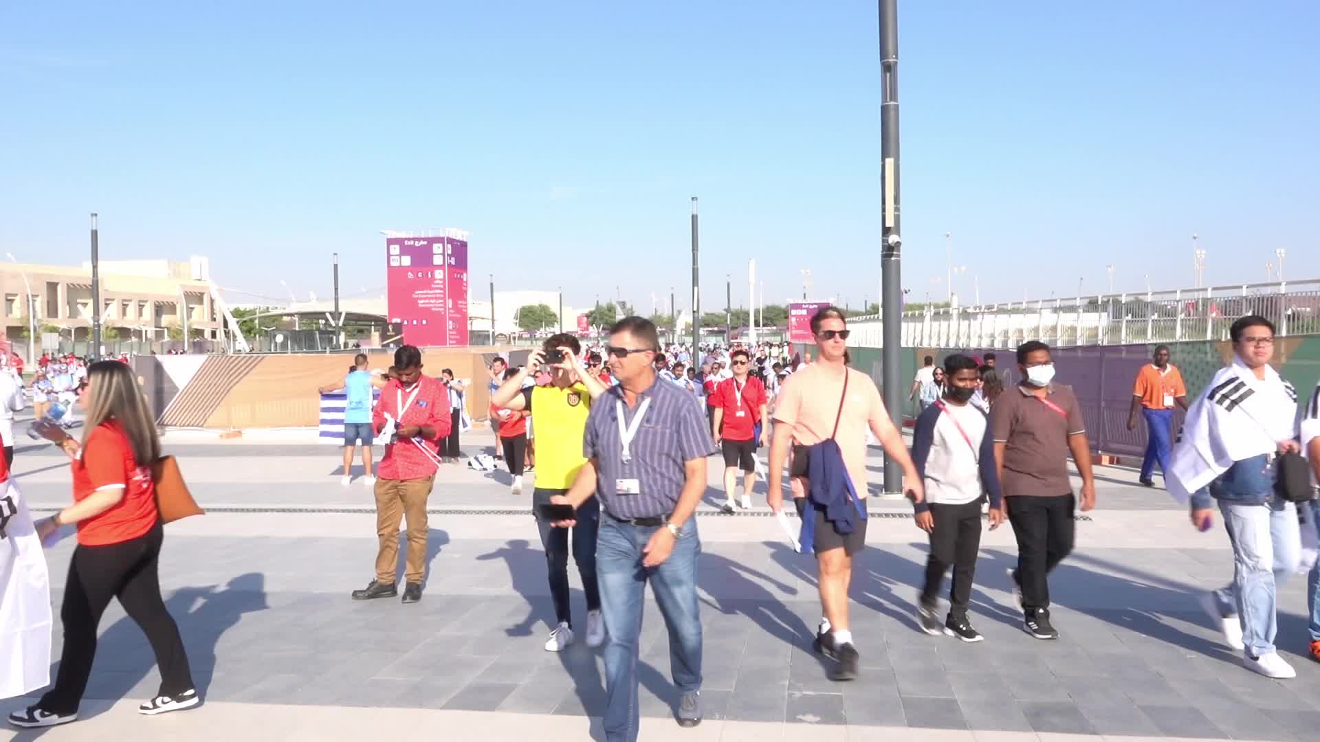 Fans arrive at Education City Stadium for the World Cup Match between Uruguay v Korea Republic