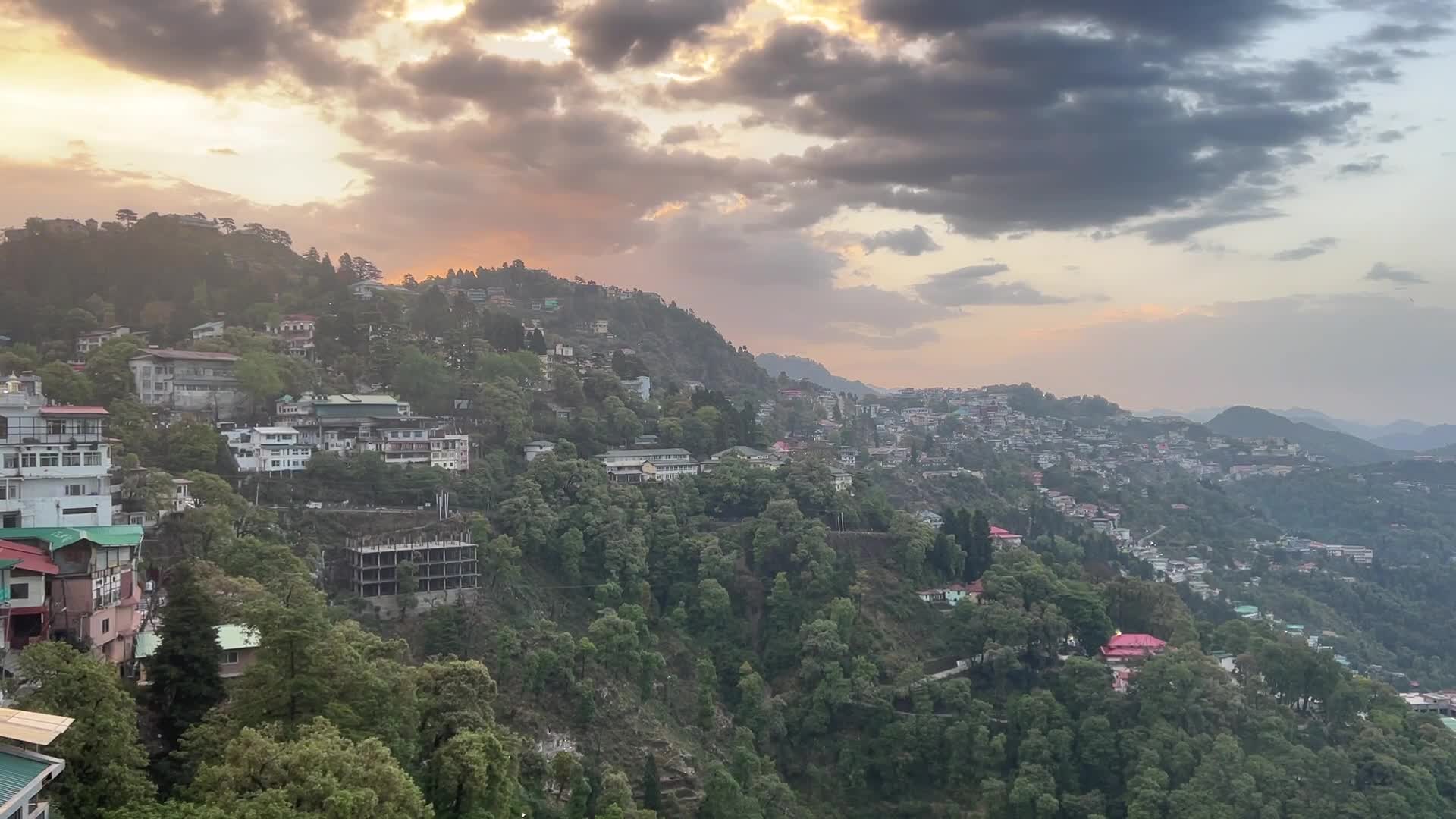 Sunrise over the hill station of Mussoorie
