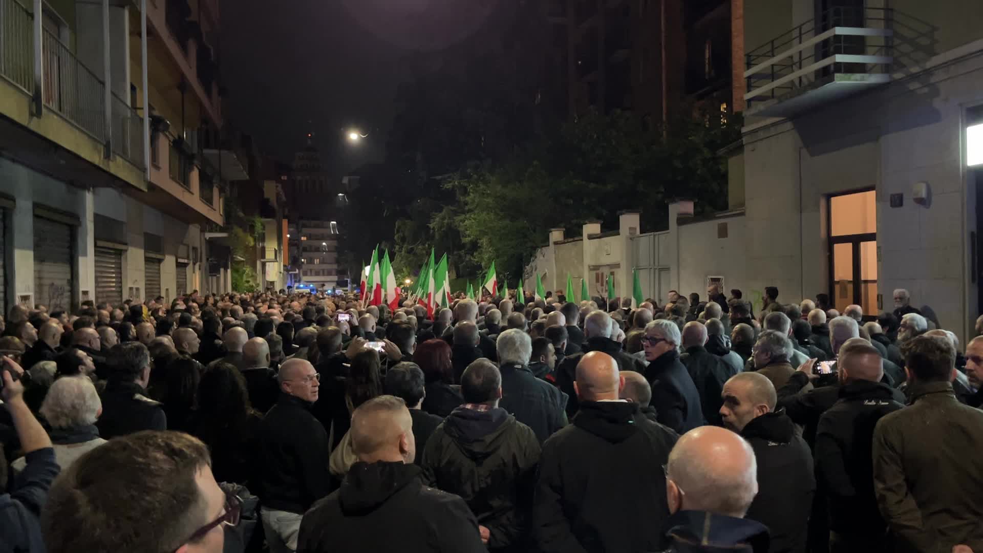 The torchlight procession organized by far-right formations in commemoration of Sergio Ramelli, Carlo Borsani and Enrico Pedenovi in Milan