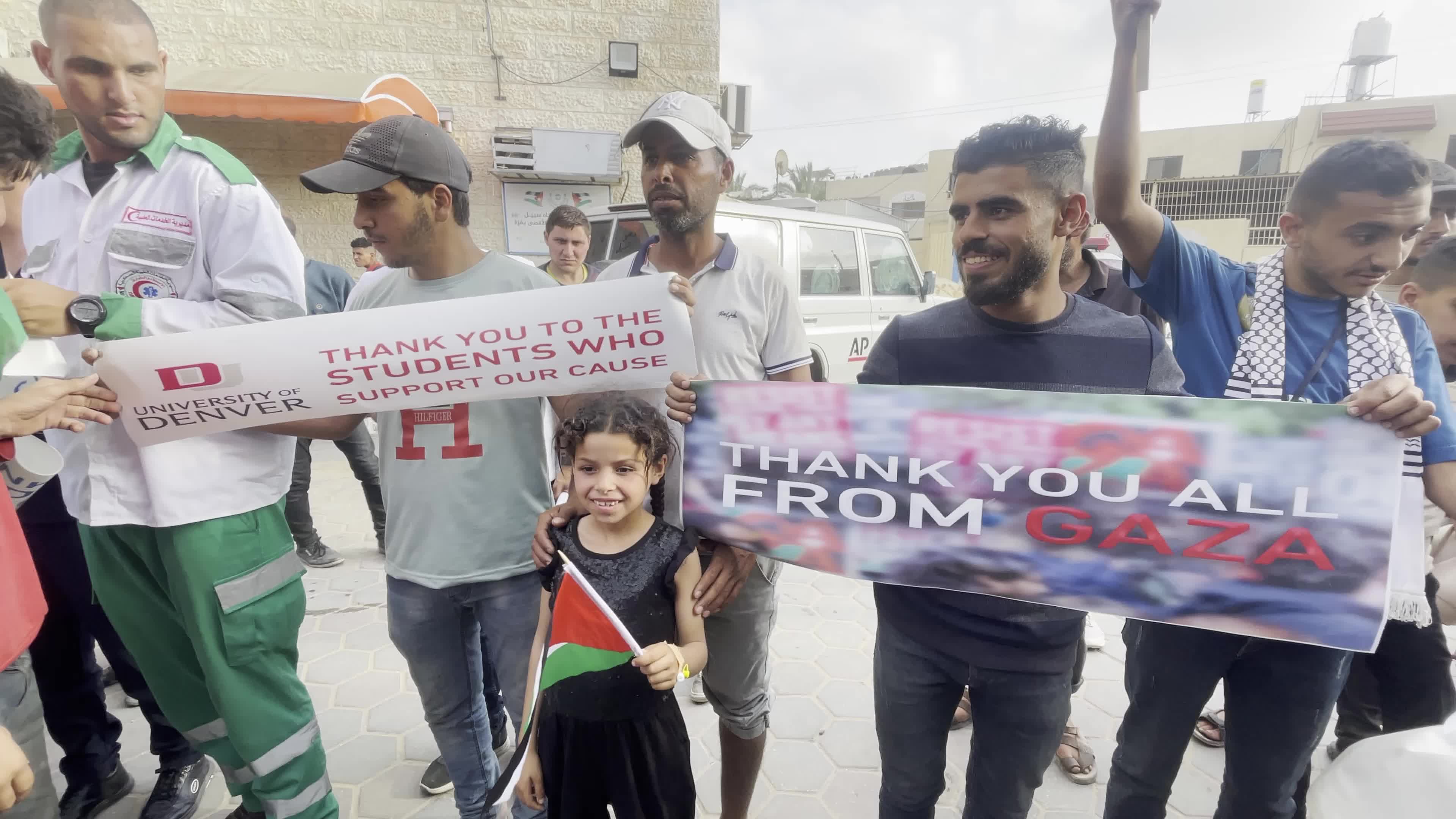 Palestinians Rally in Deir El-Balah to Thank US and Canadian Student Supporters 