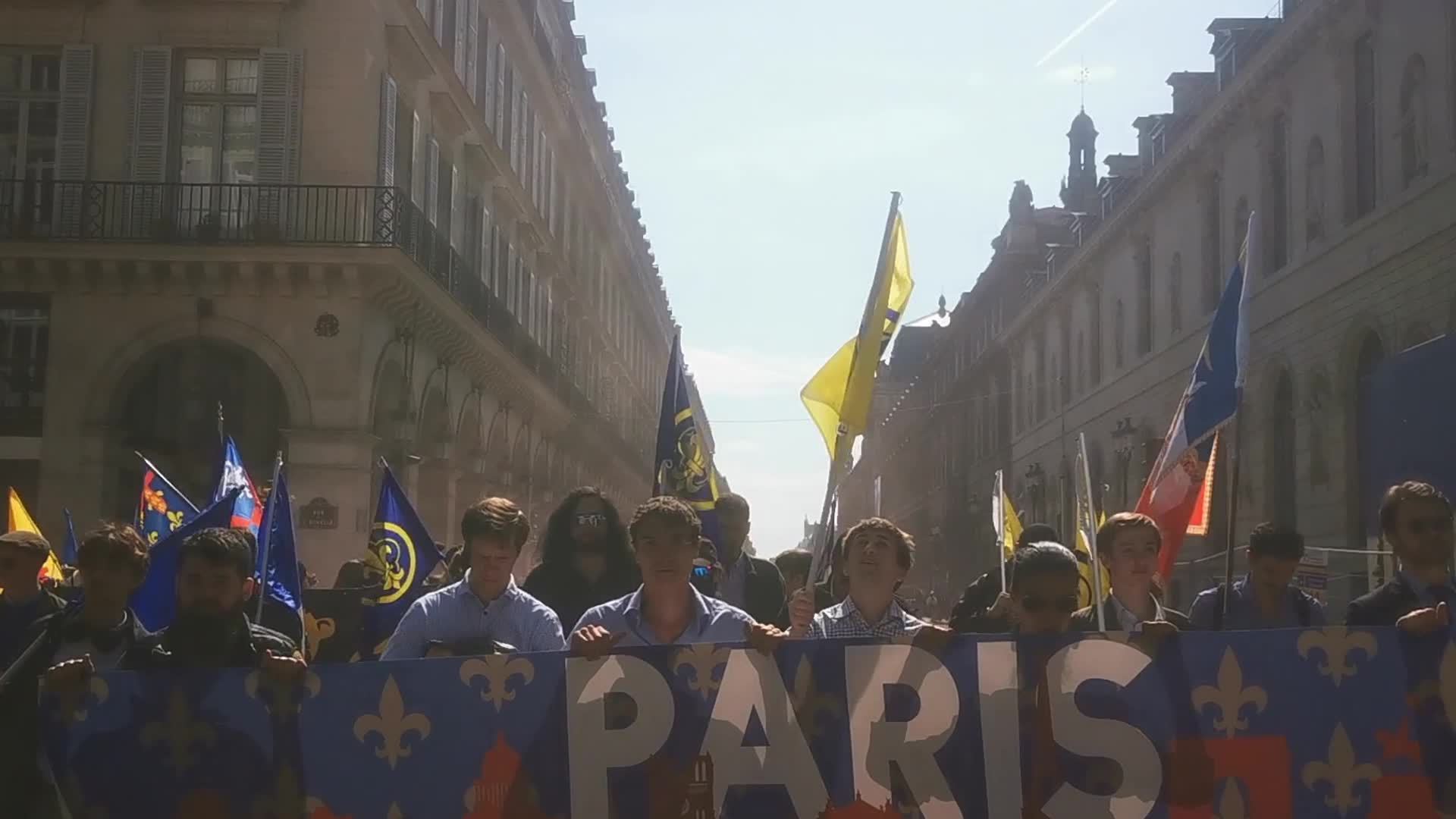 The far-right French monarchist movement Action française demonstrate in Paris
