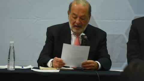 Businessman Carlos Slim press conference in Mexico City