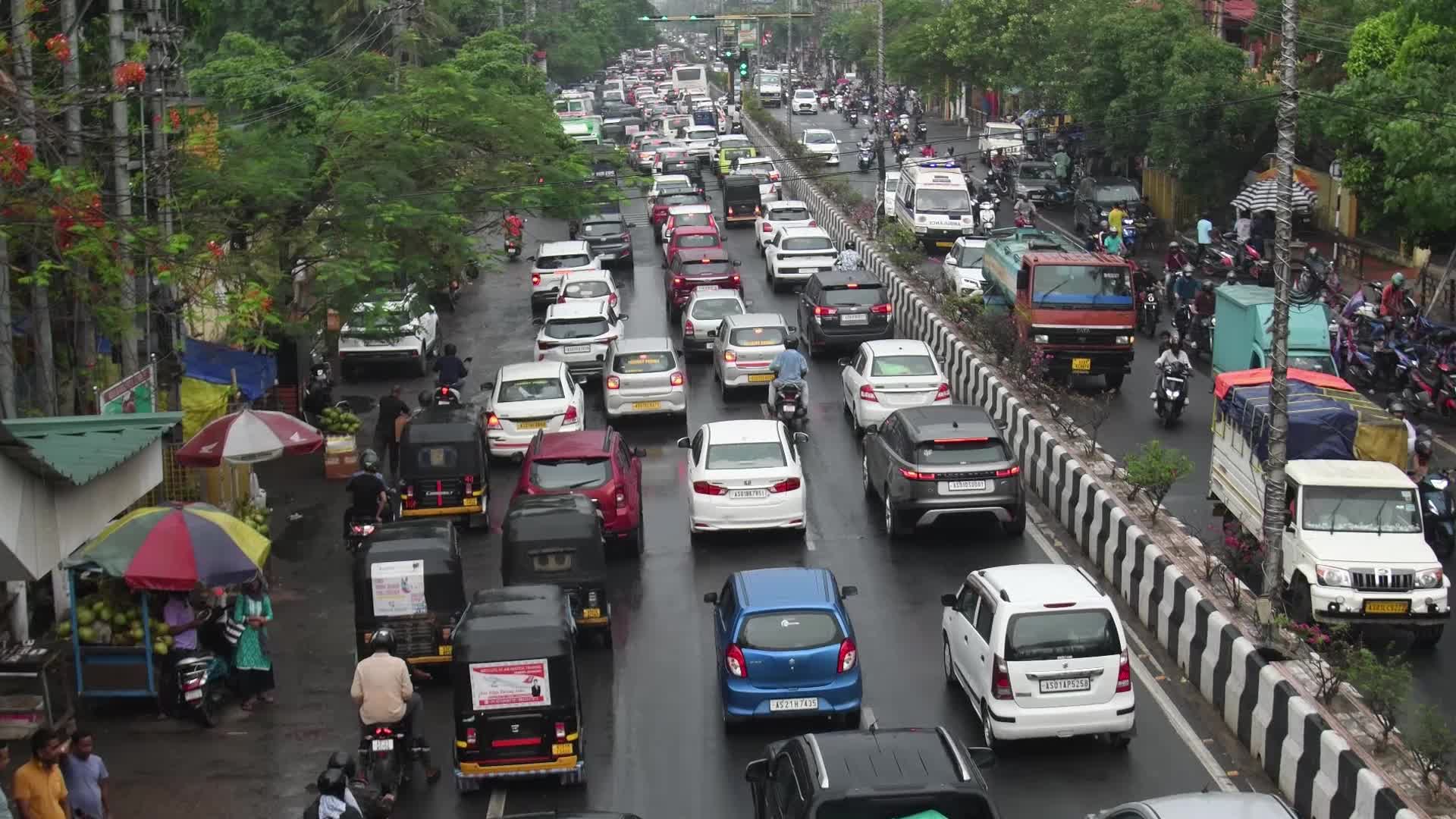 Heavy traffic jam in Guwahati , India