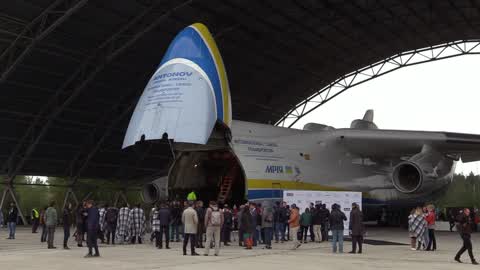 The biggest aircraft in the world Ukrainian Antonov An-225 'Mriya'  at aerodrome 