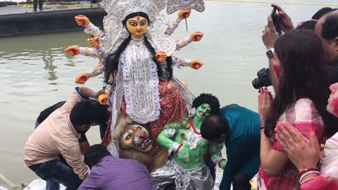Durga idol immersion at river Ganges