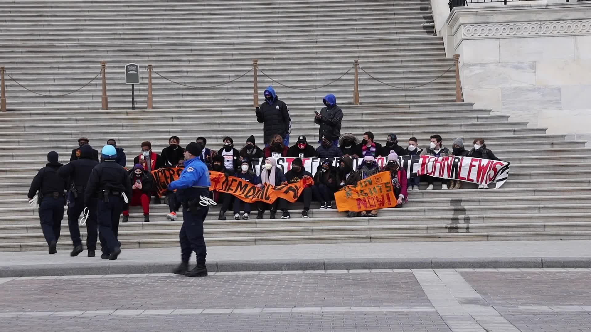 Voting rights civil disobedience at U.S. Capitol