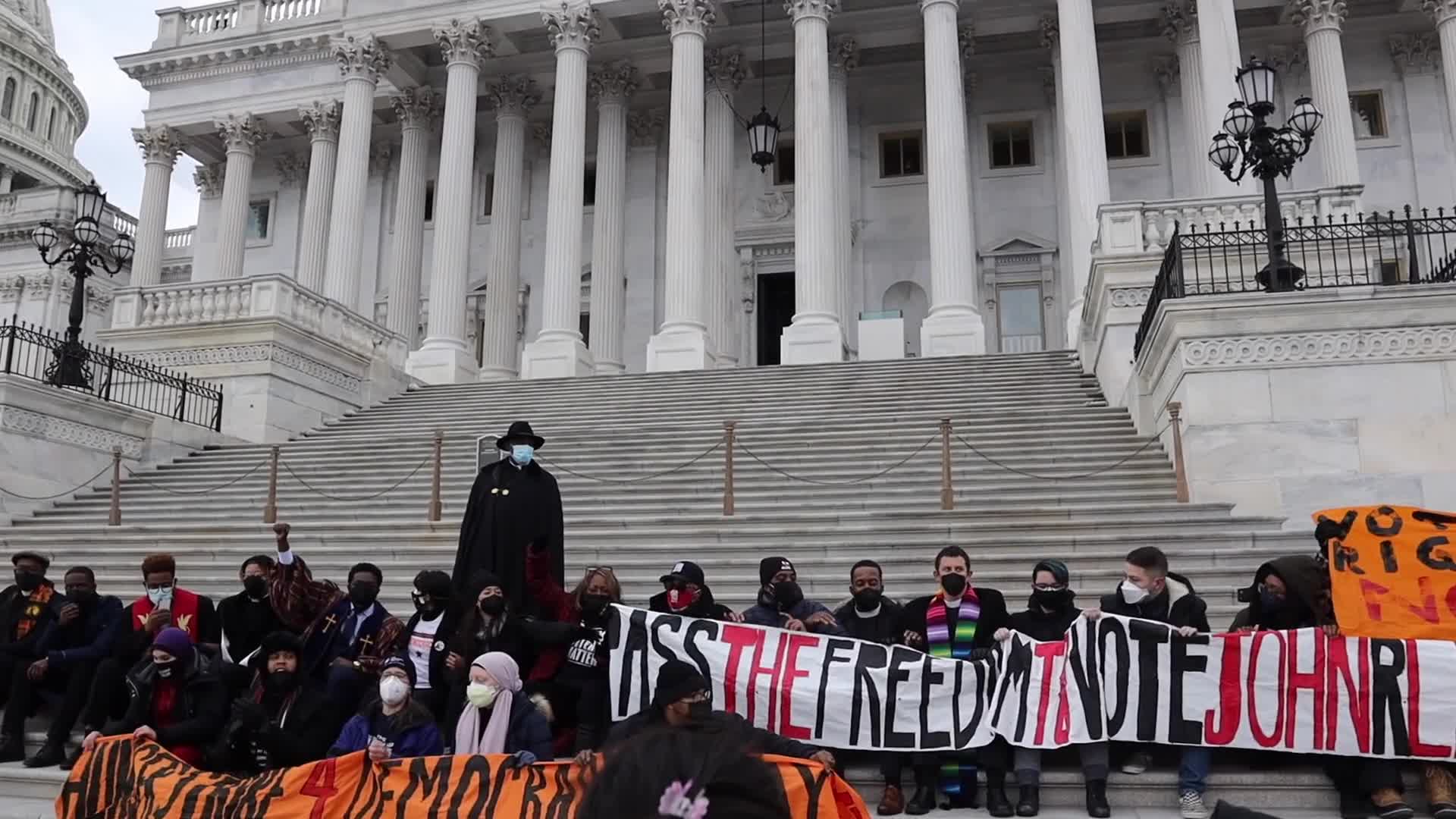 Voting rights civil disobedience at U.S. Capitol