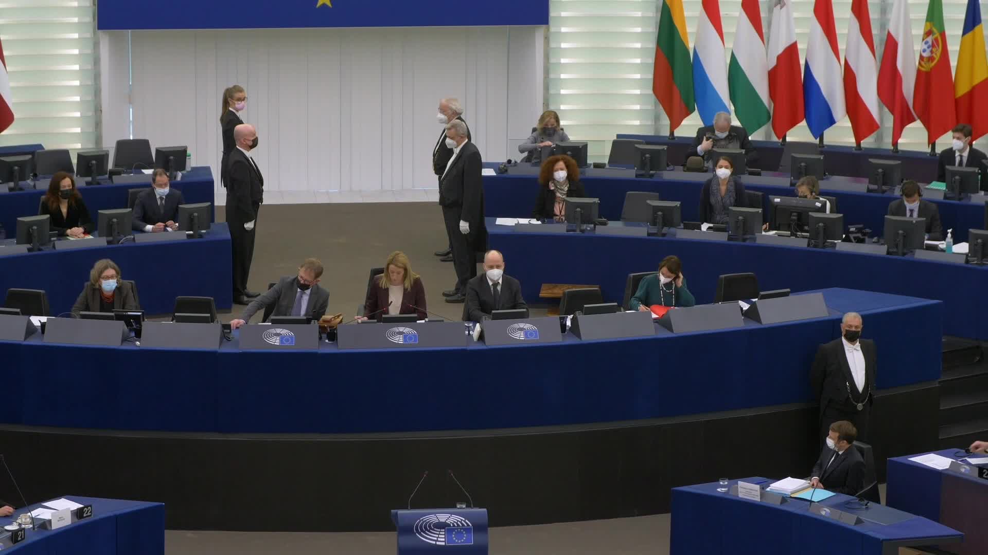 Emmanuel Macron at the European Parliament in Strasbourg