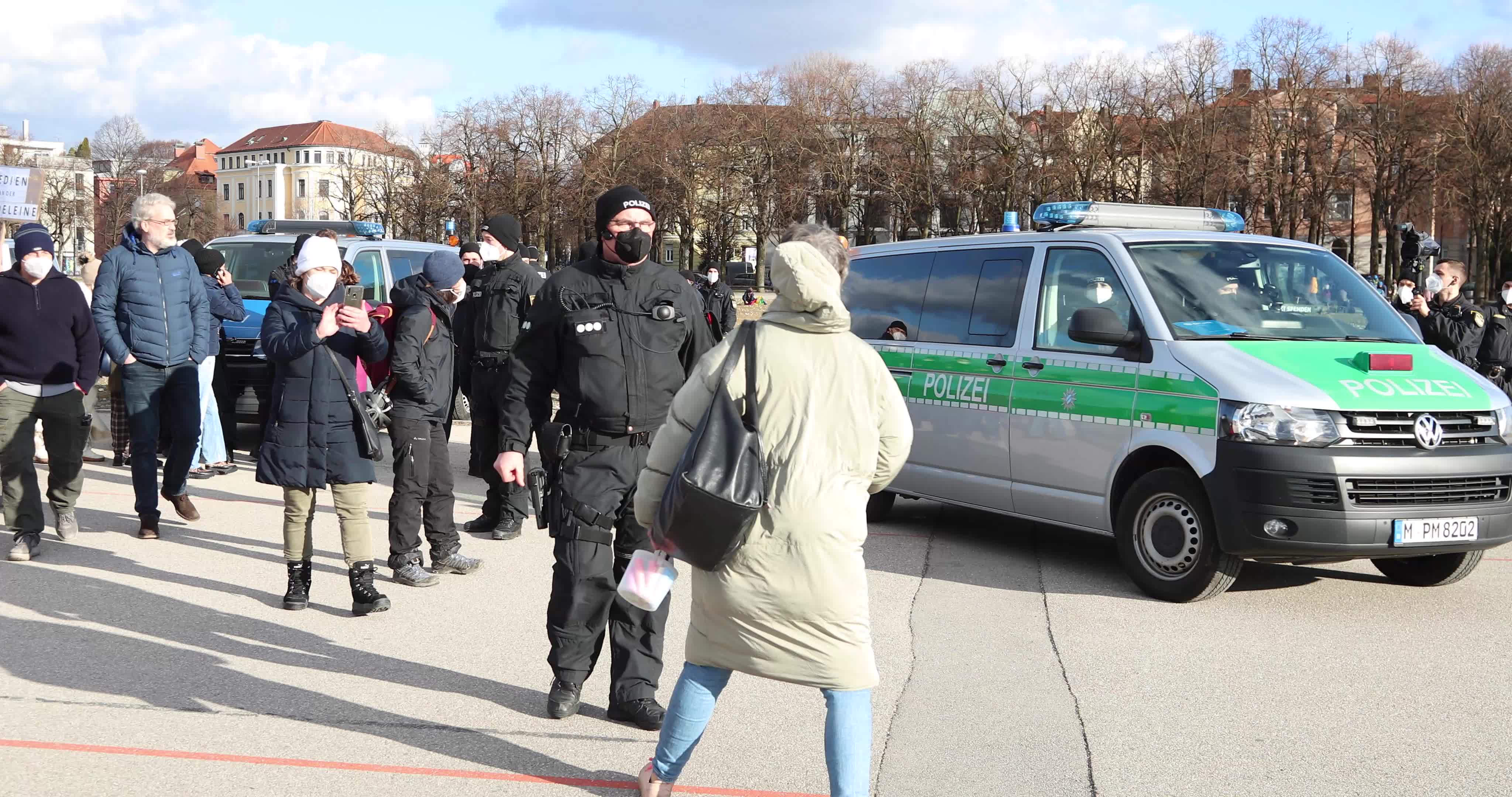 No-vax activists protest in Munich, Germany