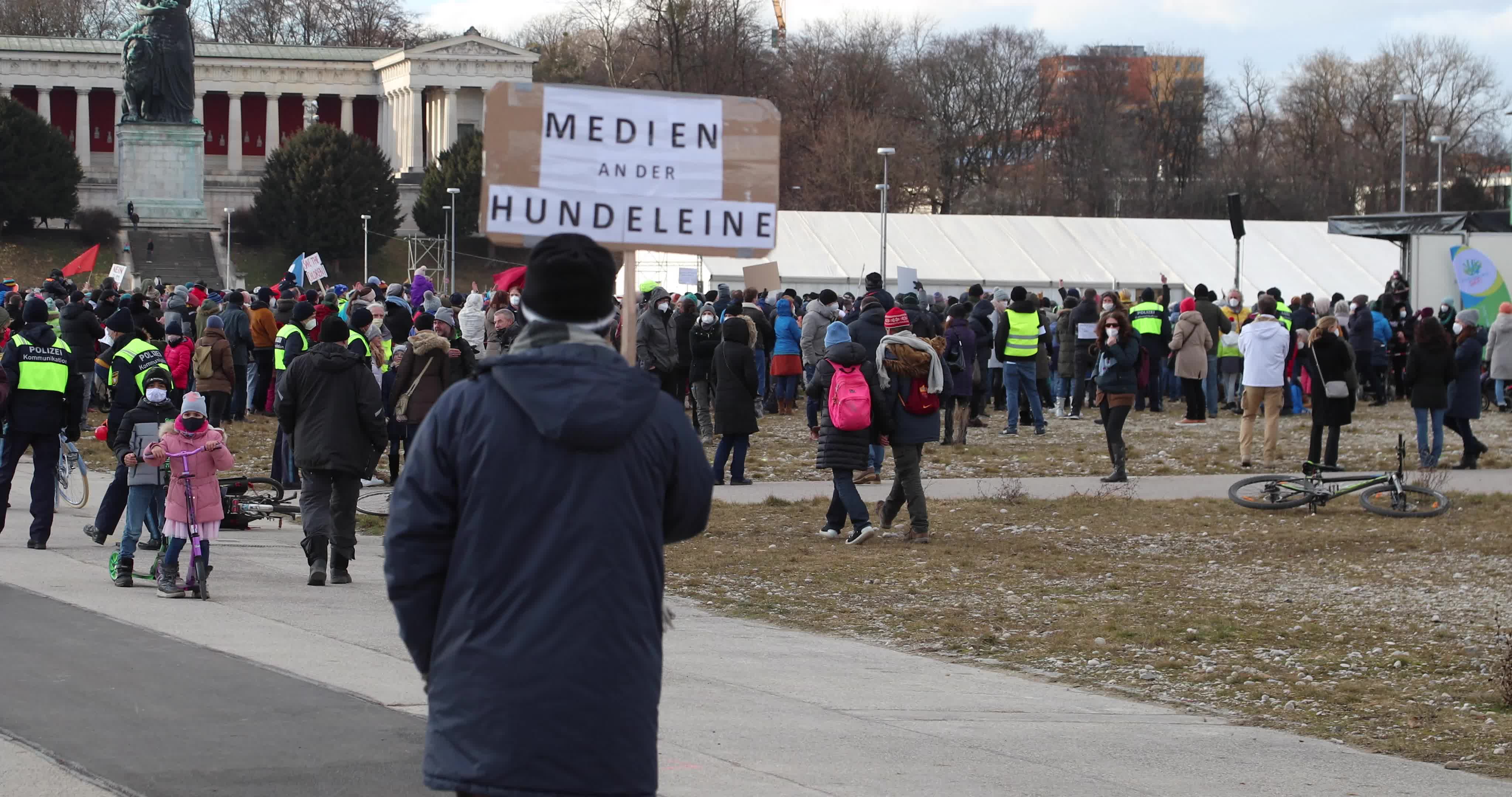 No-vax activists protest in Munich, Germany