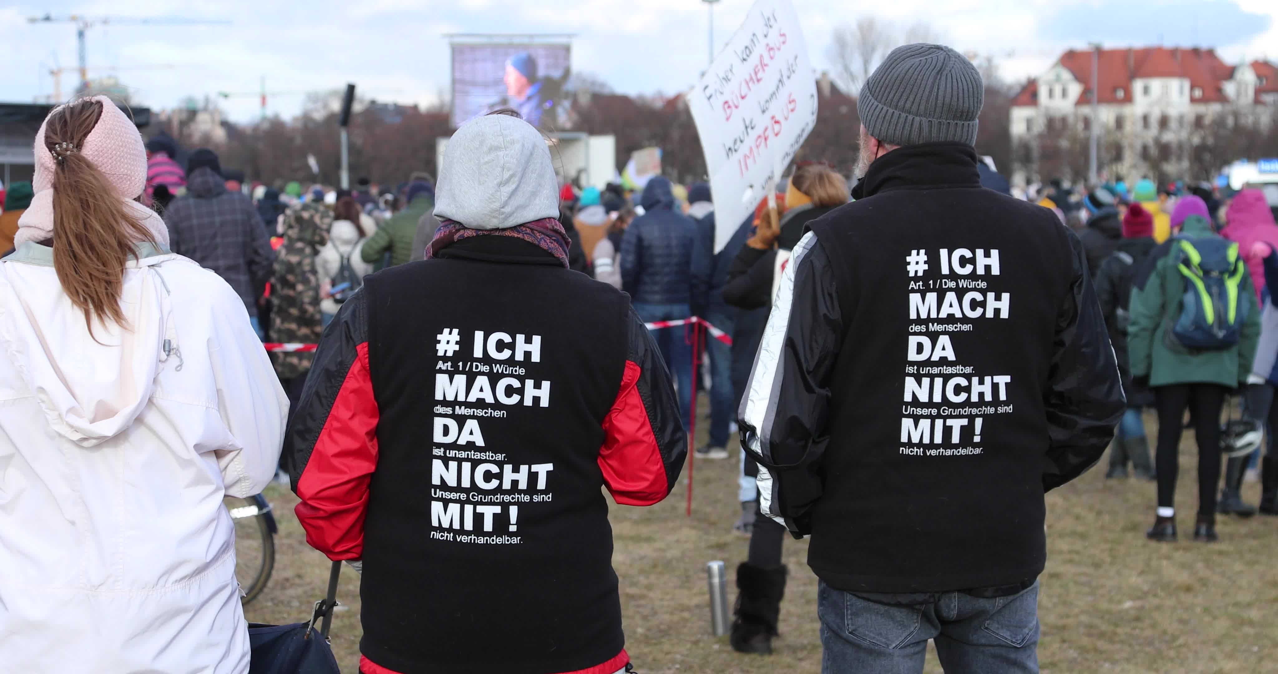 No-vax activists protest in Munich, Germany
