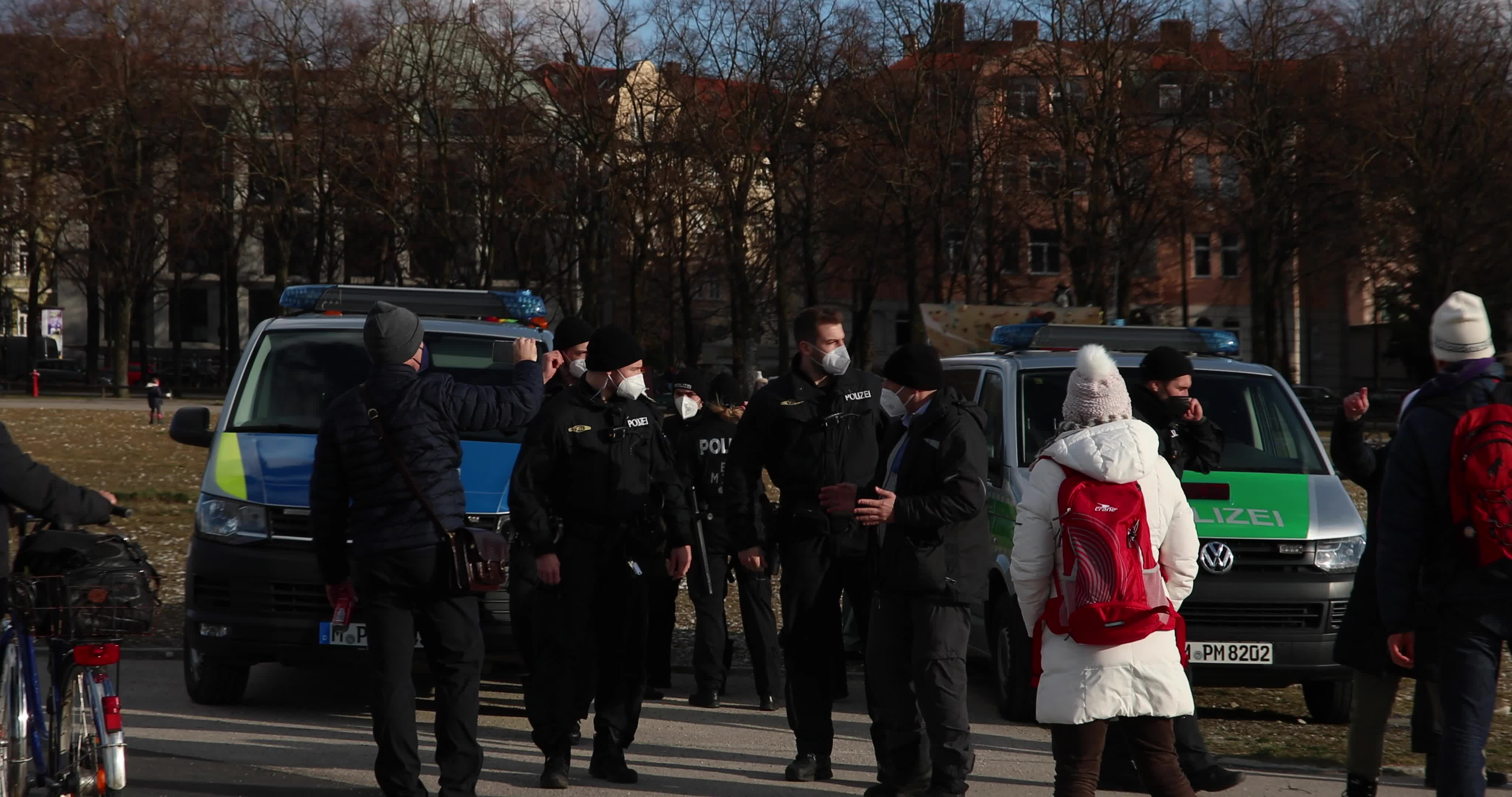 No-vax activists protest in Munich, Germany