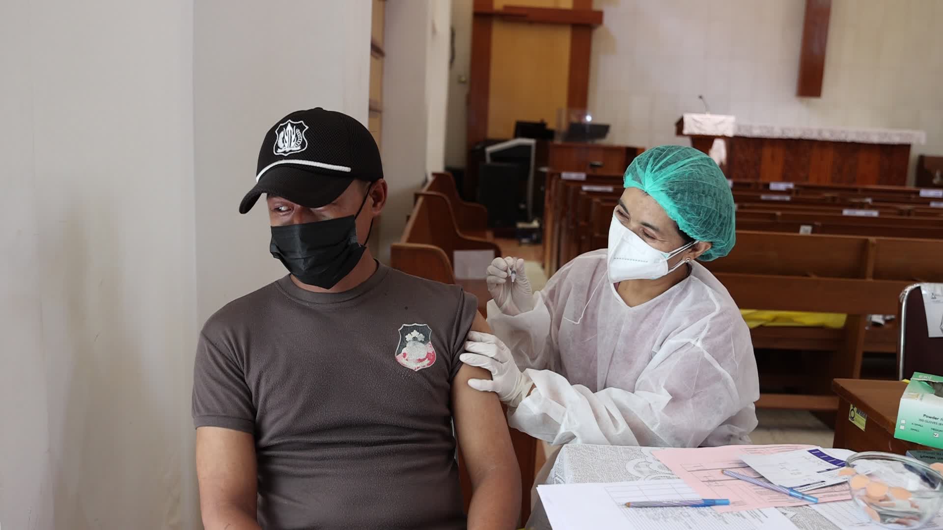 Jakarta Residents Receive COVID-19 Booster Dose At A Chistian Church