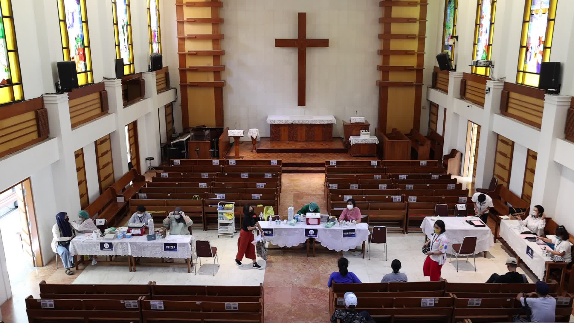 Jakarta Residents Receive COVID-19 Booster Dose At A Chistian Church