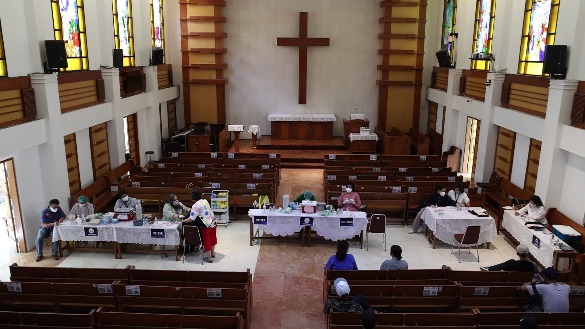 Jakarta Residents Receive COVID-19 Booster Dose At A Chistian Church