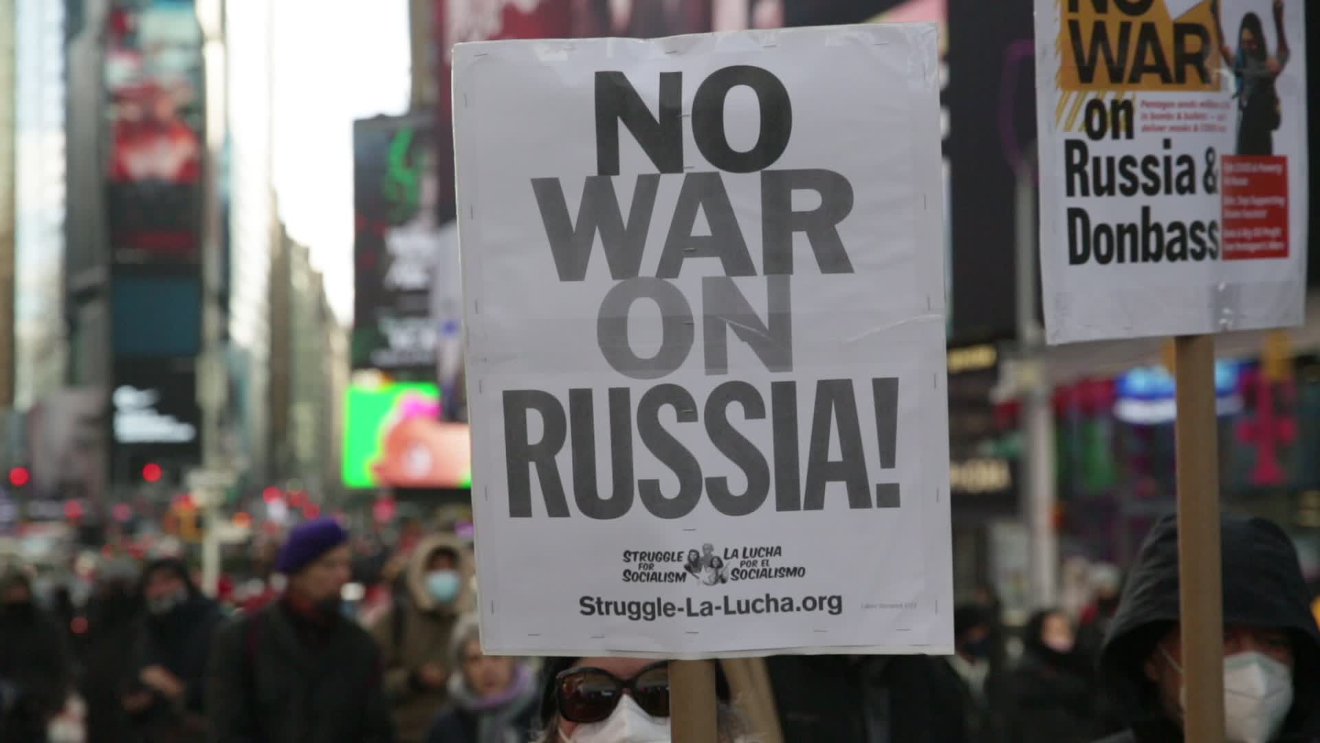 NYC: Code-Pink joins Anti-War Activists Protesting War with Russia in Ukraine