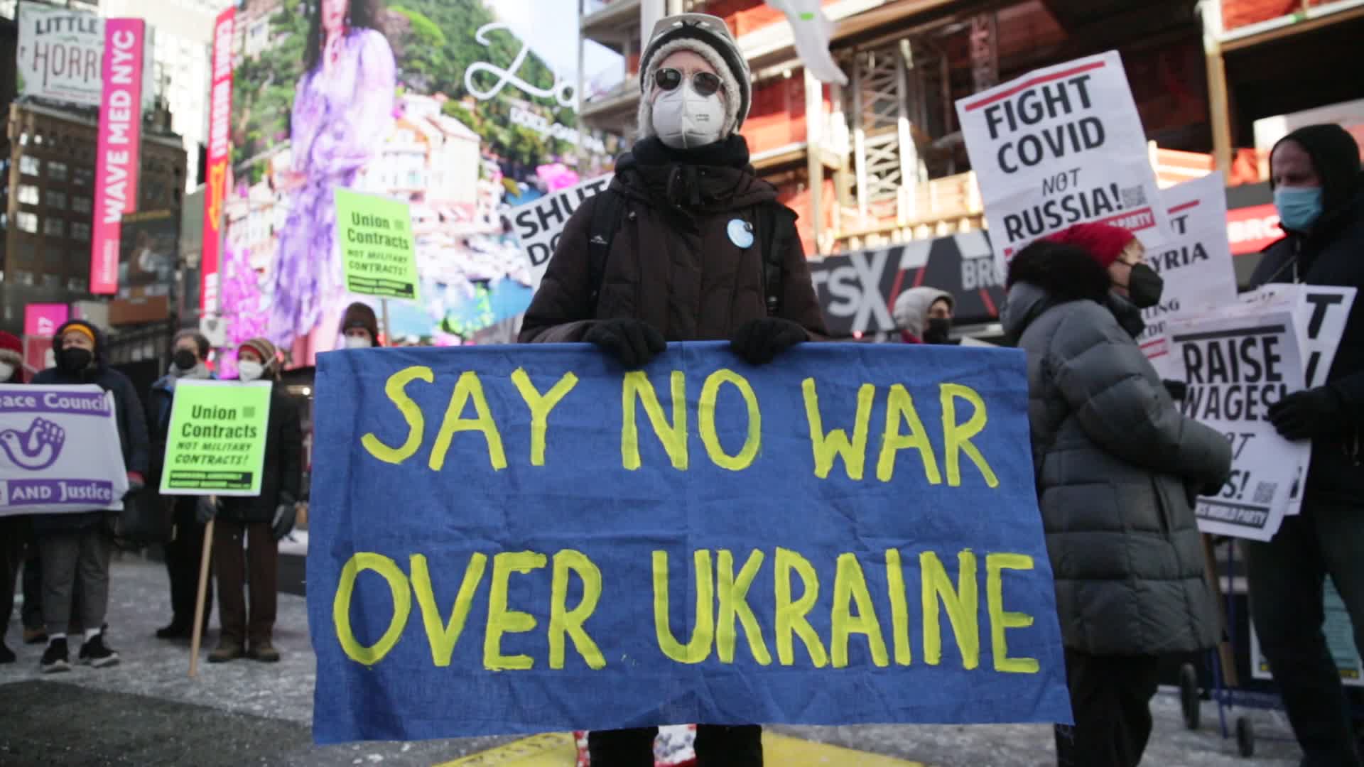 NYC: Code-Pink joins Anti-War Activists Protesting War with Russia in Ukraine