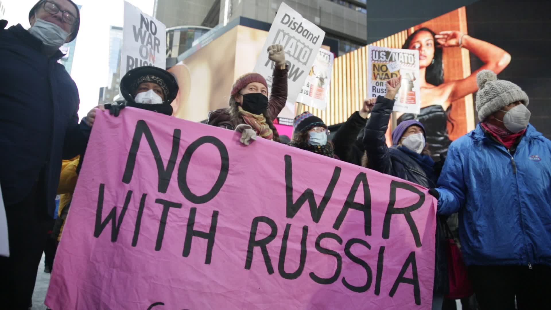 NYC: Code-Pink joins Anti-War Activists Protesting War with Russia in Ukraine