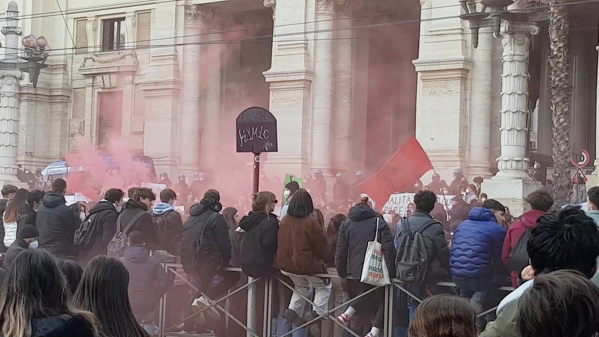 Students protest against school reform in Rome, Italy