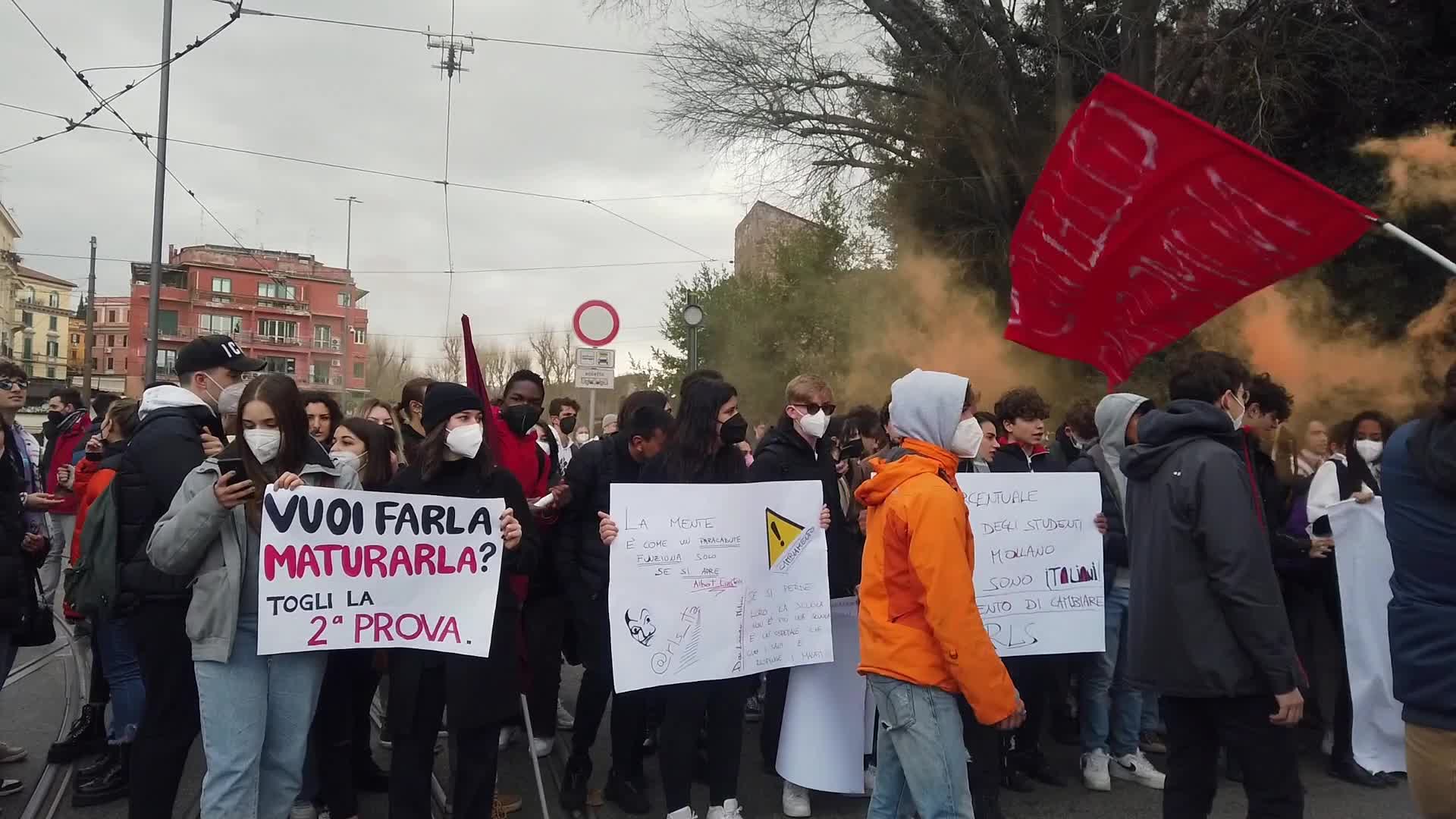 Students protest against school reform in Rome, Italy