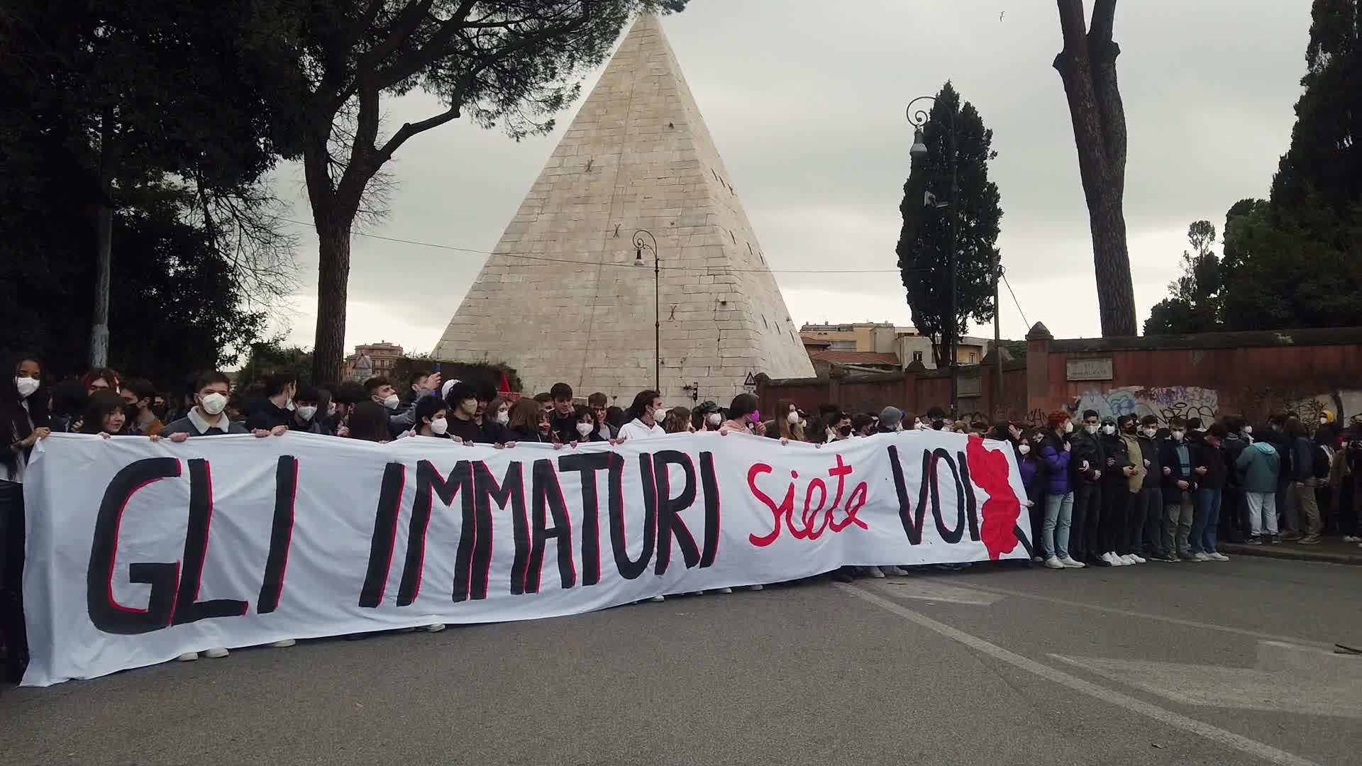 Students protest against school reform in Rome, Italy