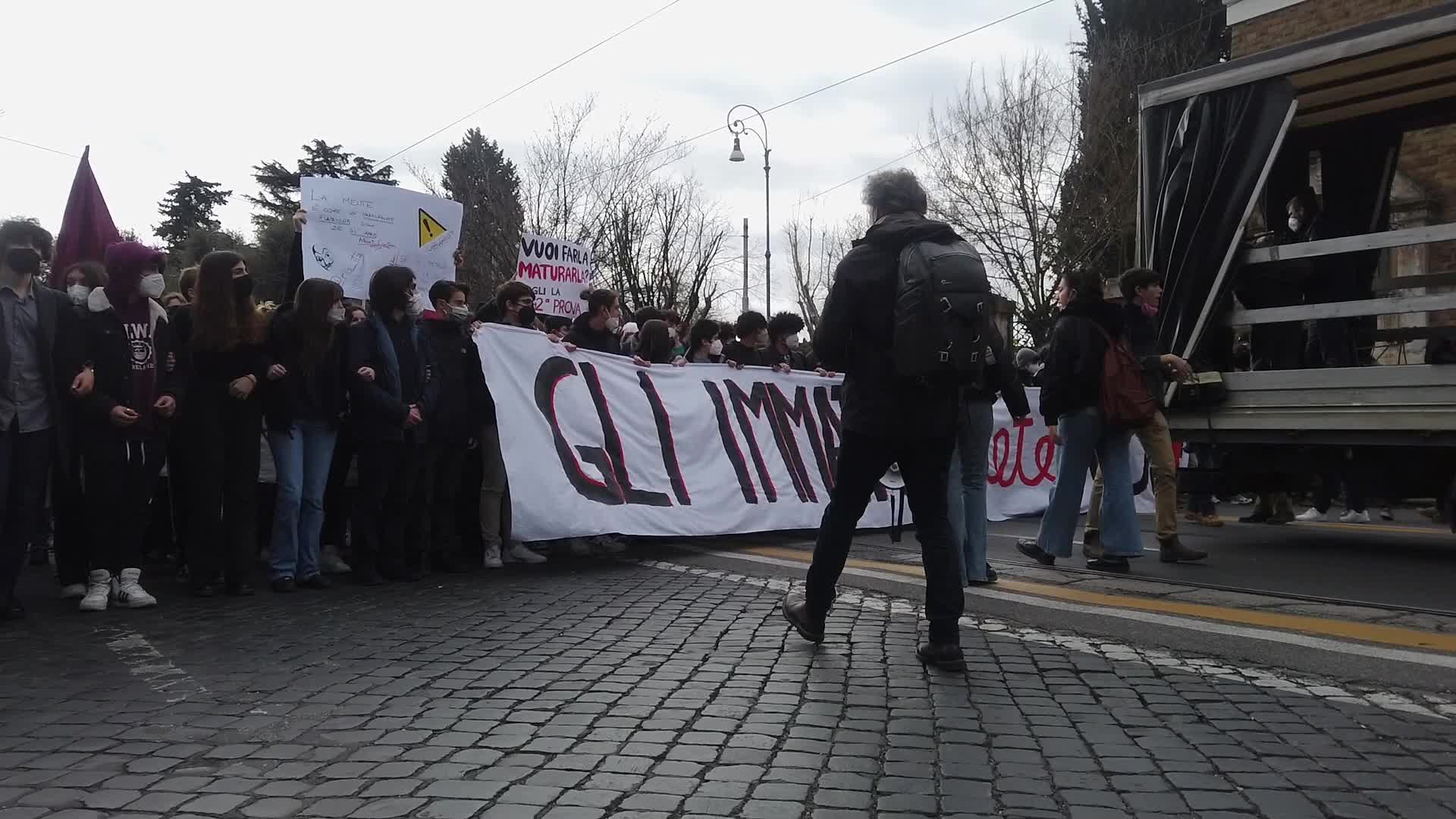 Students protest against school reform in Rome, Italy