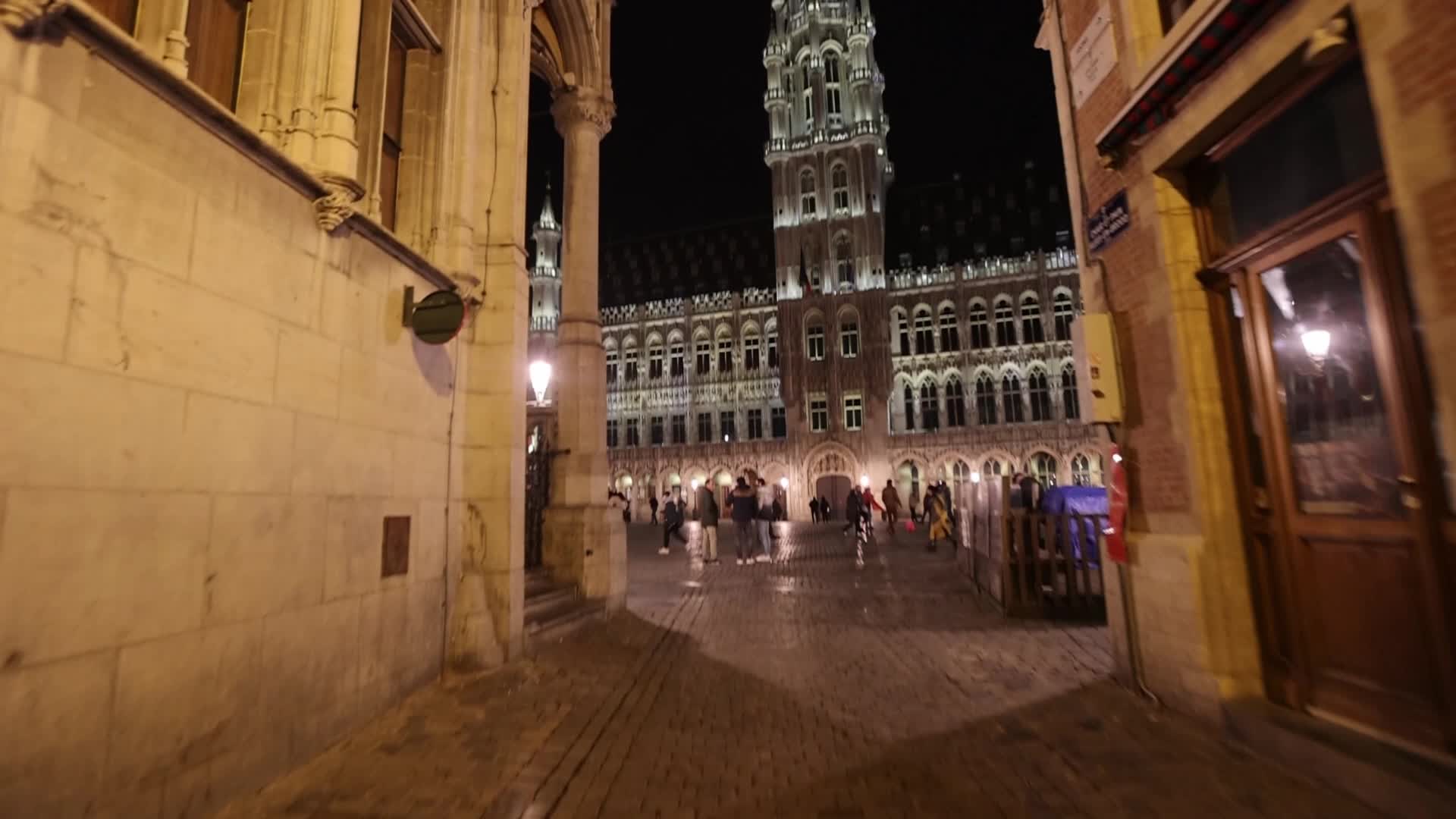 Illuminated Grand Place Square In Brussels