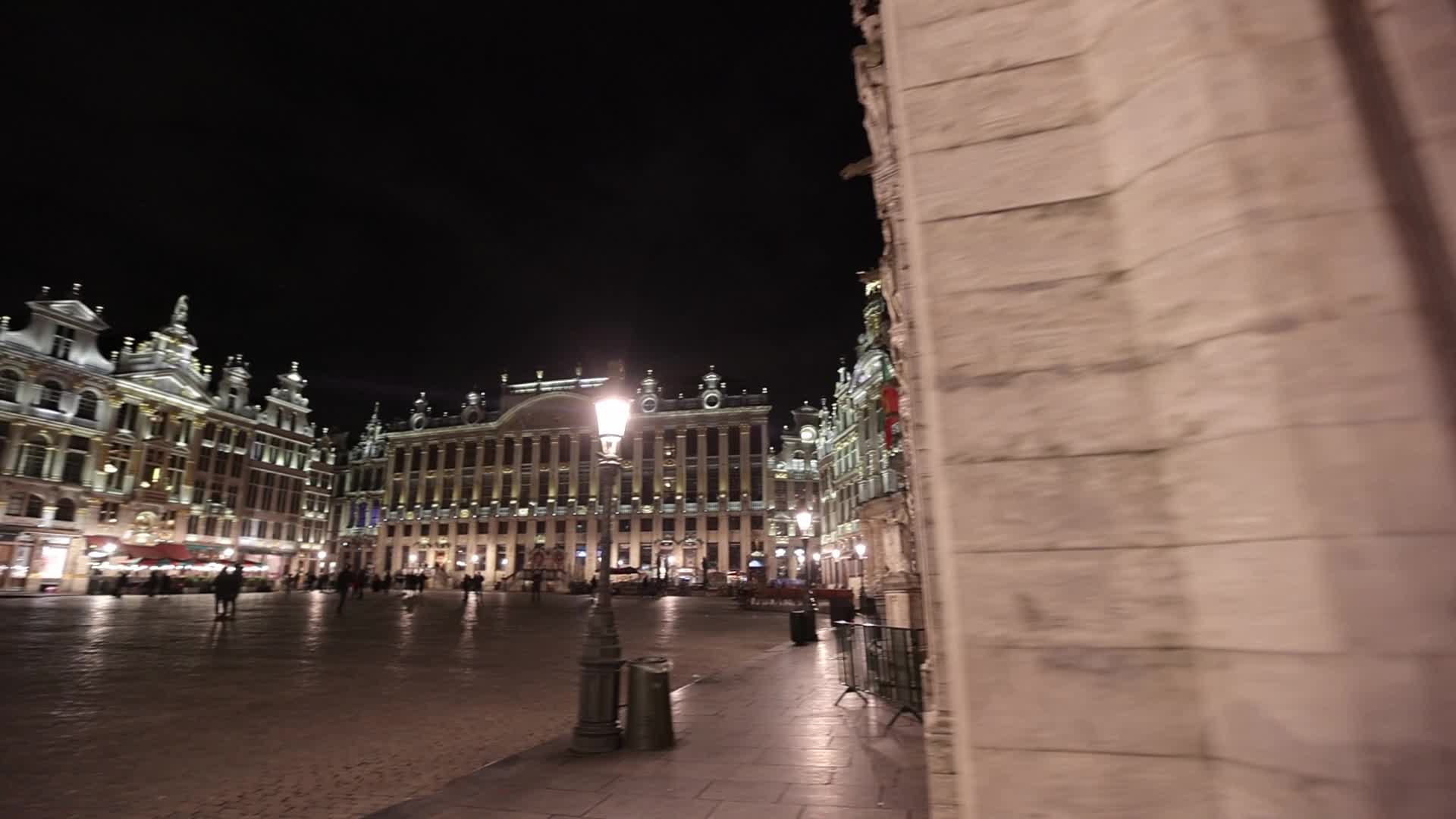 Illuminated Grand Place Square In Brussels