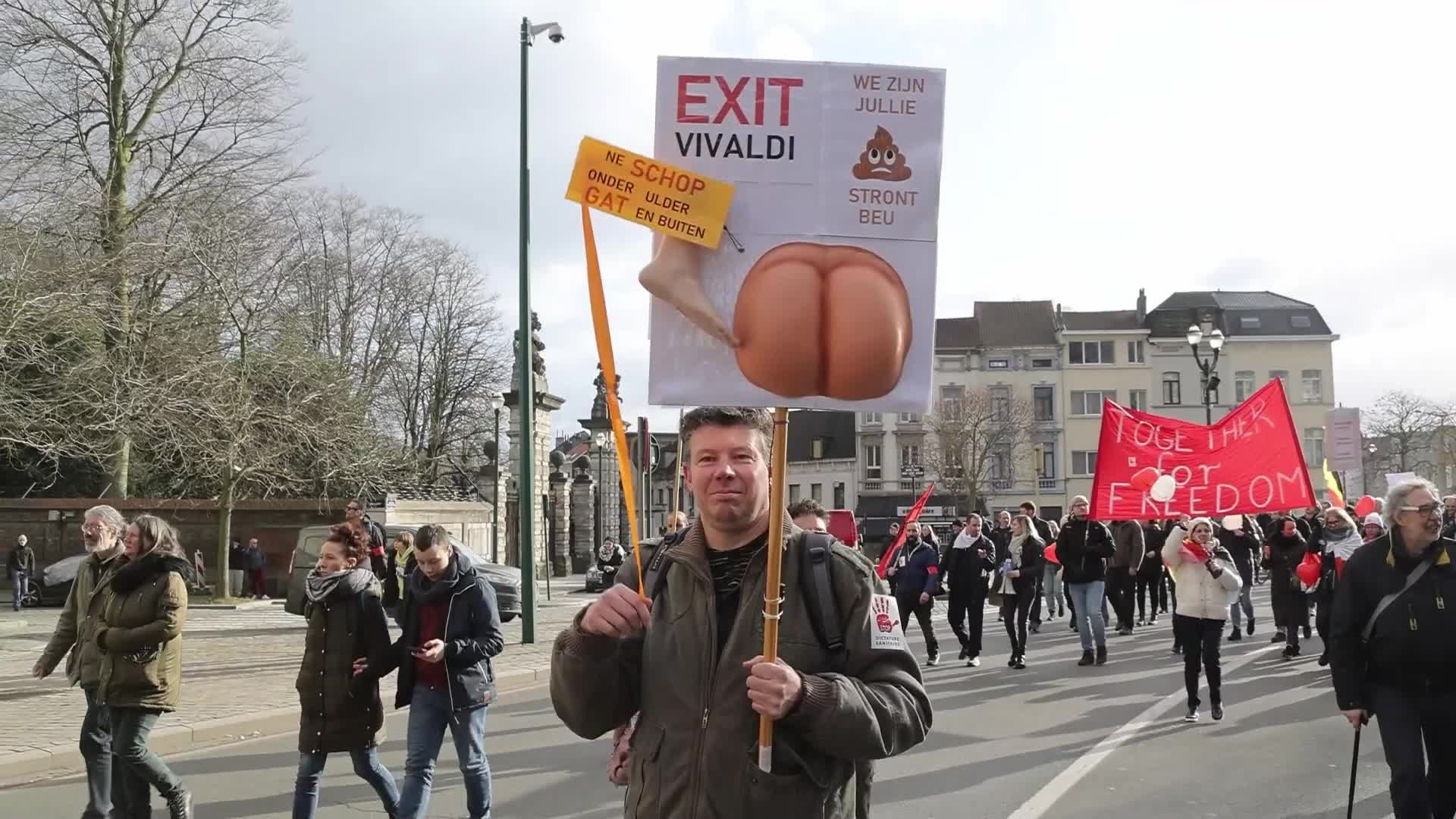 Protest against the government and COVID measures in Brussels