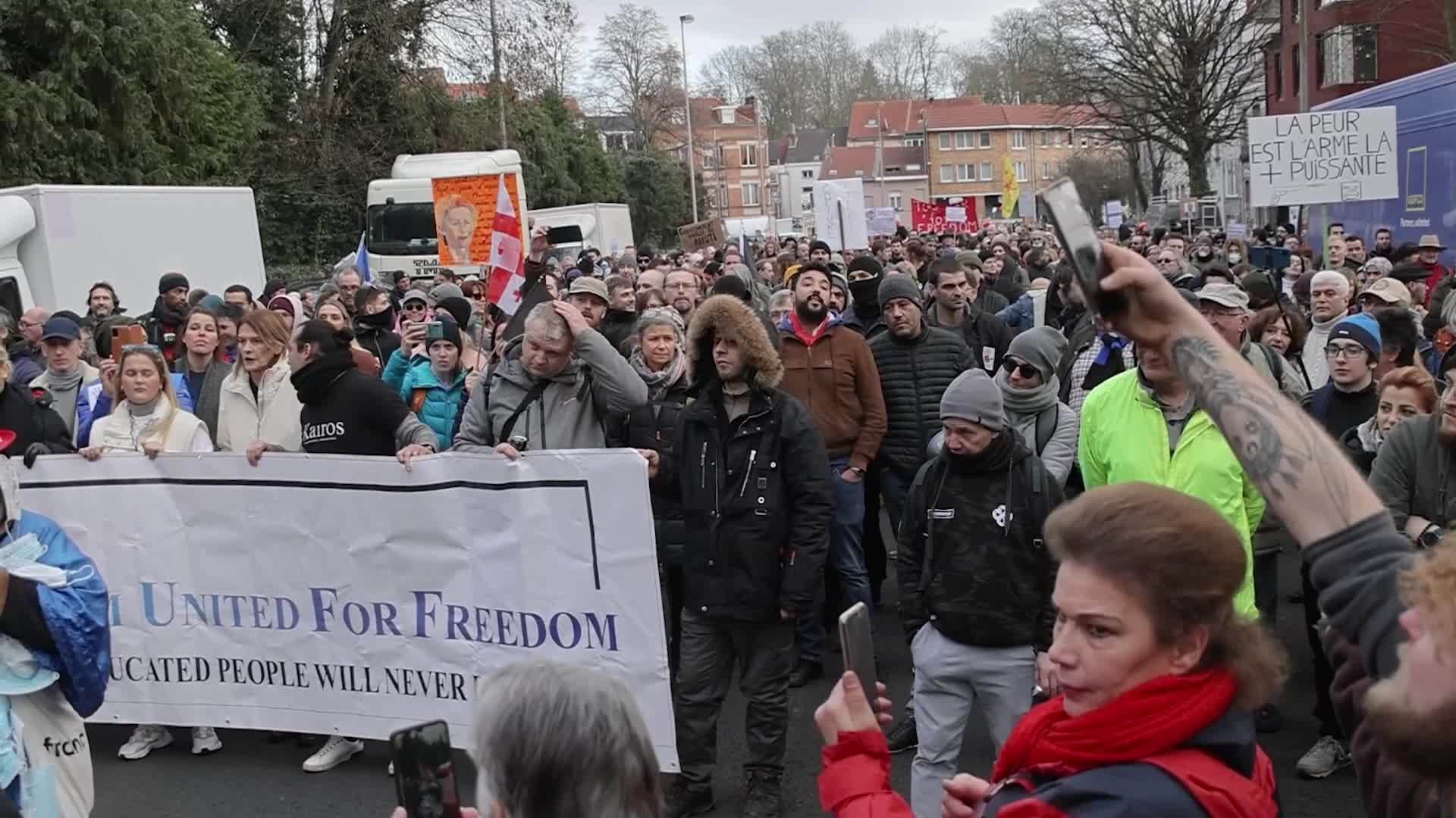 Protest against the government and COVID measures in Brussels