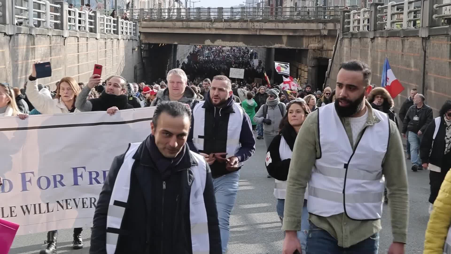 Protest against the government and COVID measures in Brussels