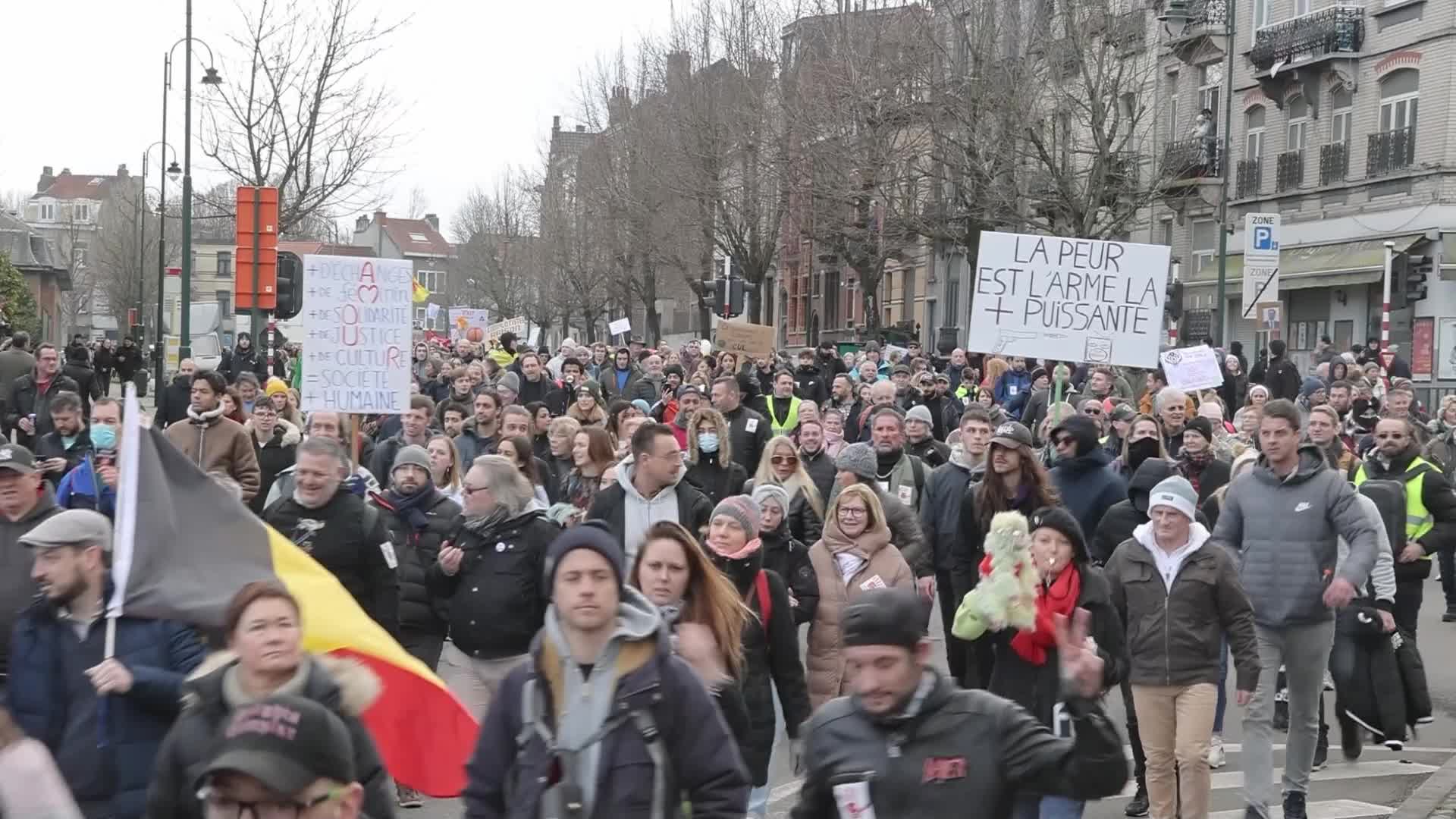 Protest against the government and COVID measures in Brussels