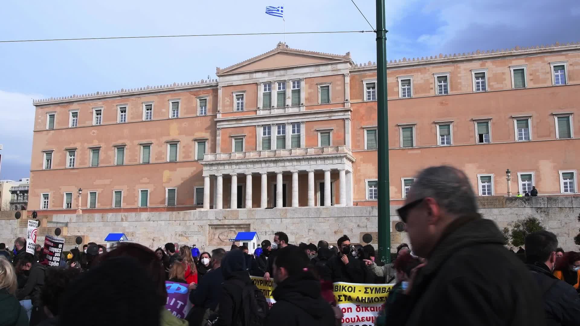 Health workers protest in Athens, Greece