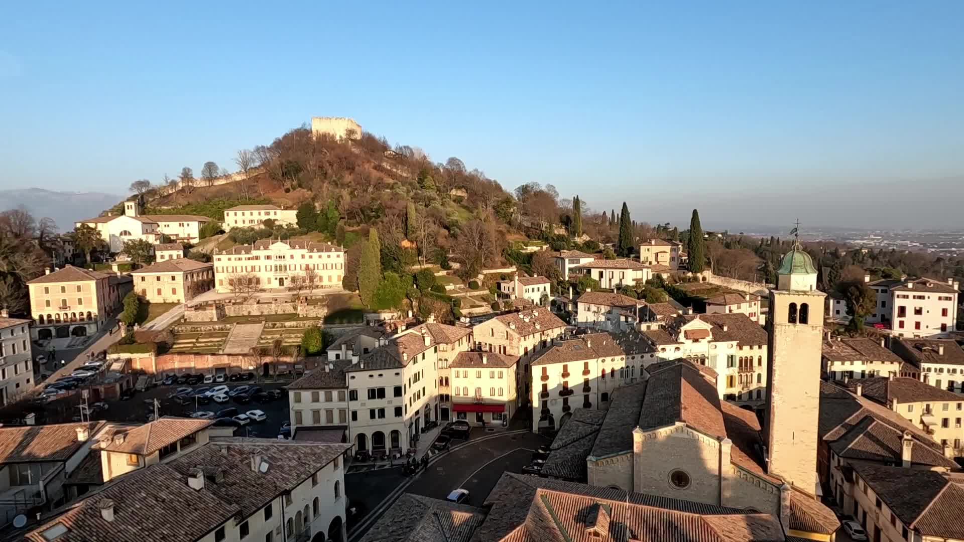 Views from above of the city of Asolo, also known as "The Pearl of the Province of Treviso"