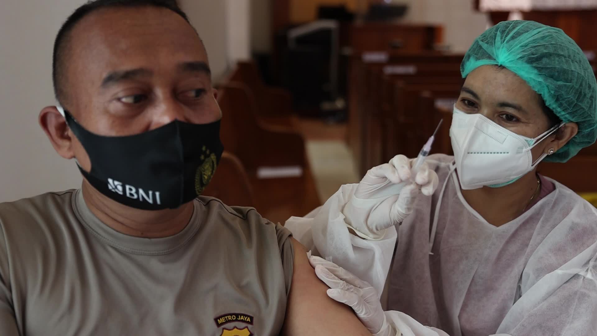 Jakarta Residents Receive COVID-19 Booster Dose At A Chistian Church