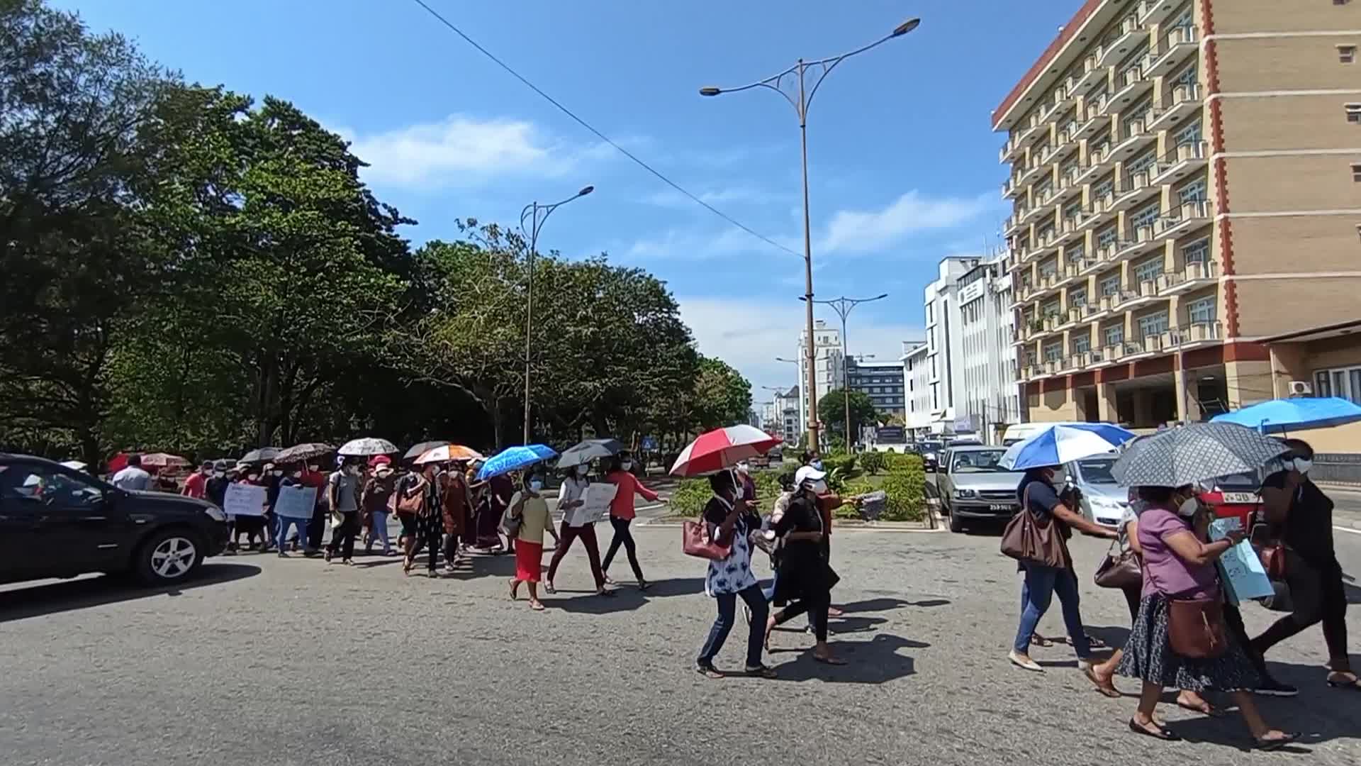 Health sector trade unions during a protest march