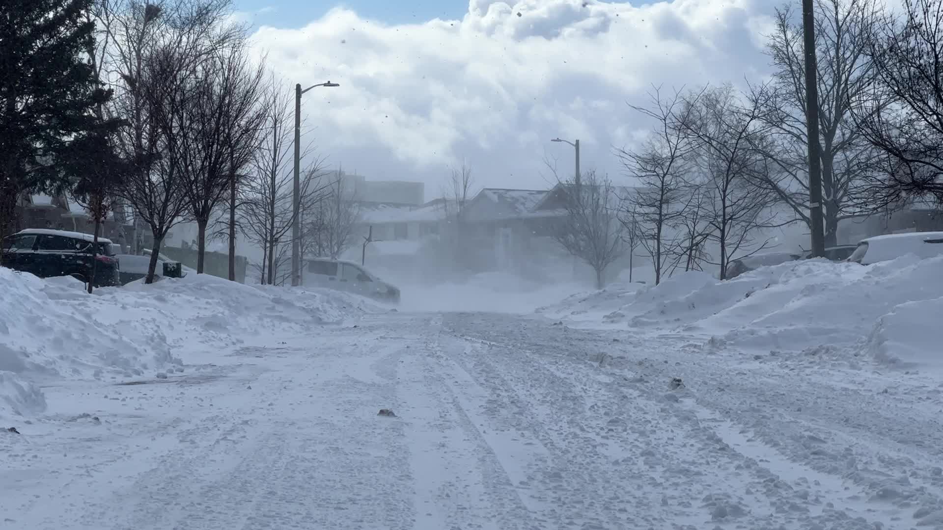 Strong winds caused blizzard like conditions in Toronto