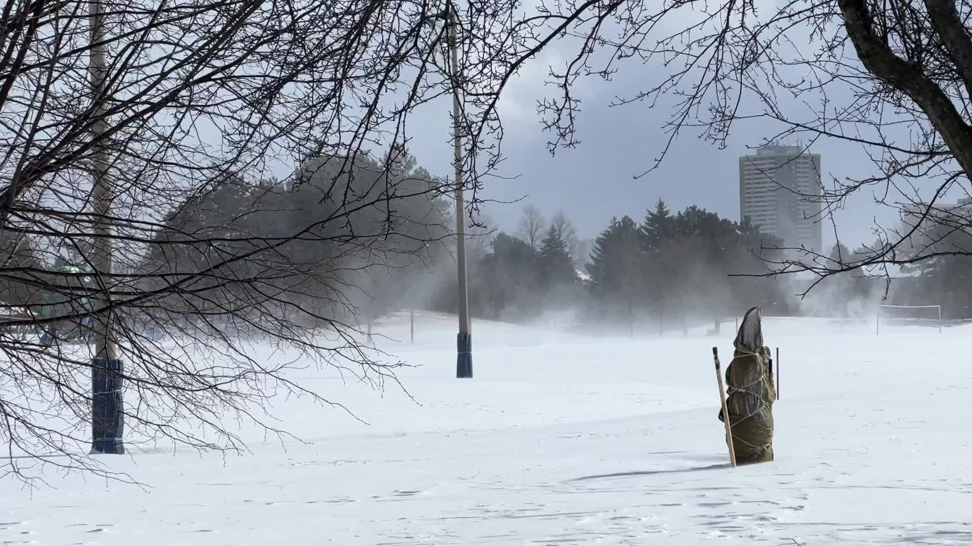 Strong winds caused blizzard like conditions in Toronto