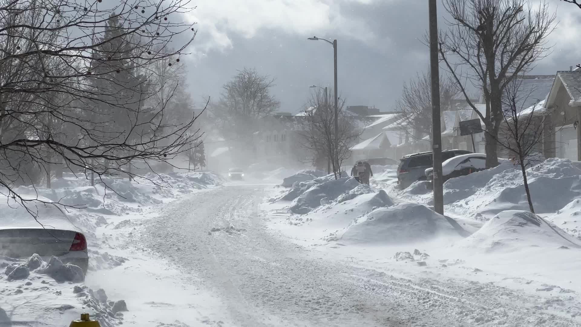 Strong winds caused blizzard like conditions in Toronto