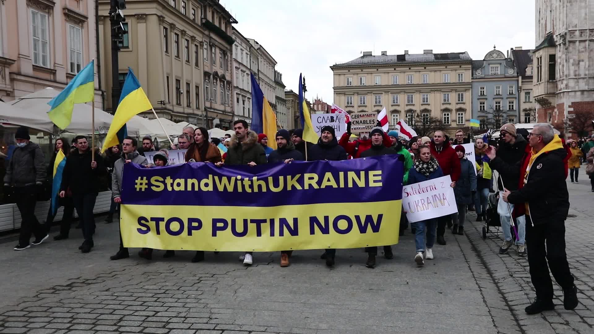 March For Peace In Ukraine In Krakow, Poland