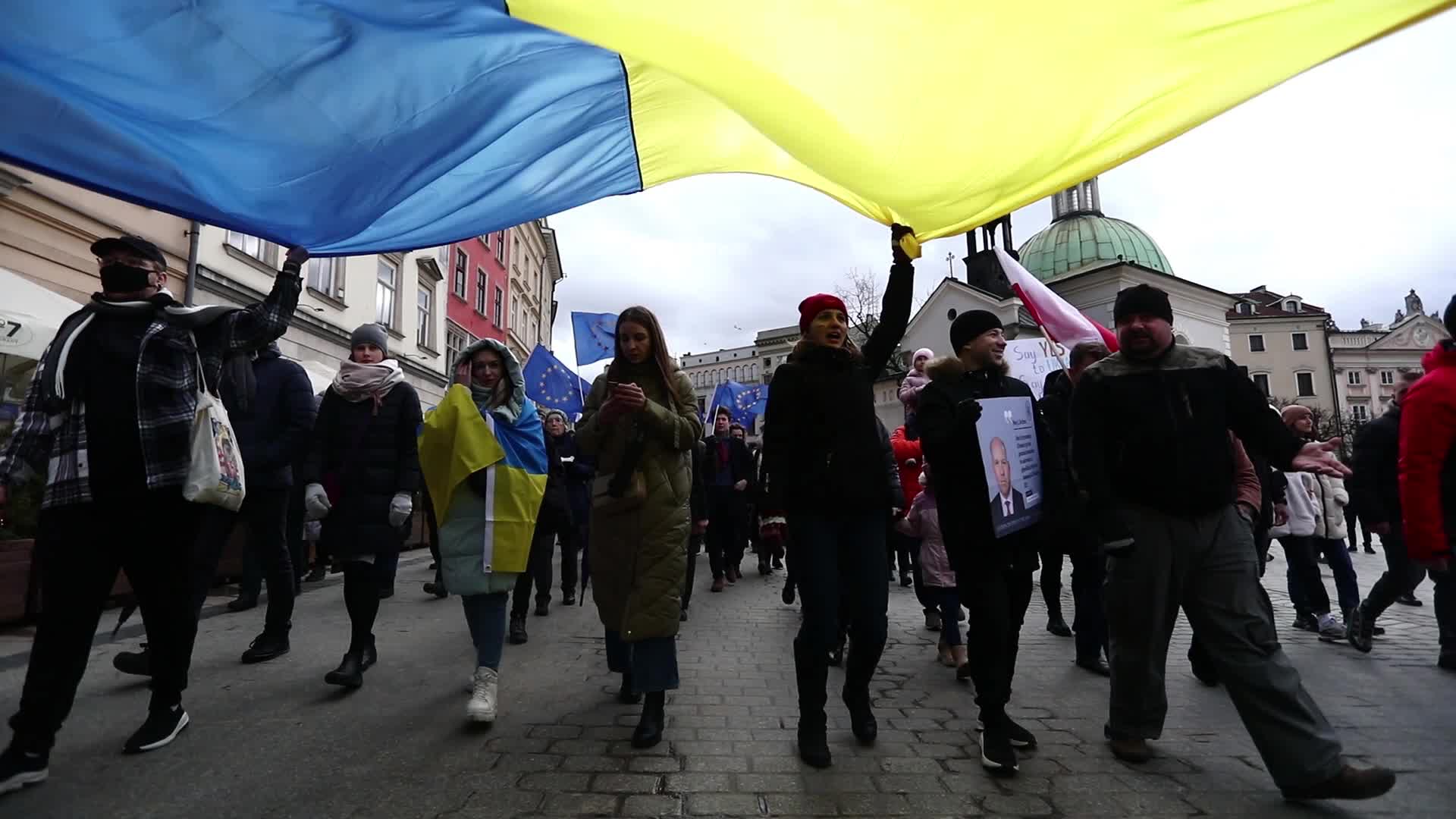 March For Peace In Ukraine In Krakow, Poland