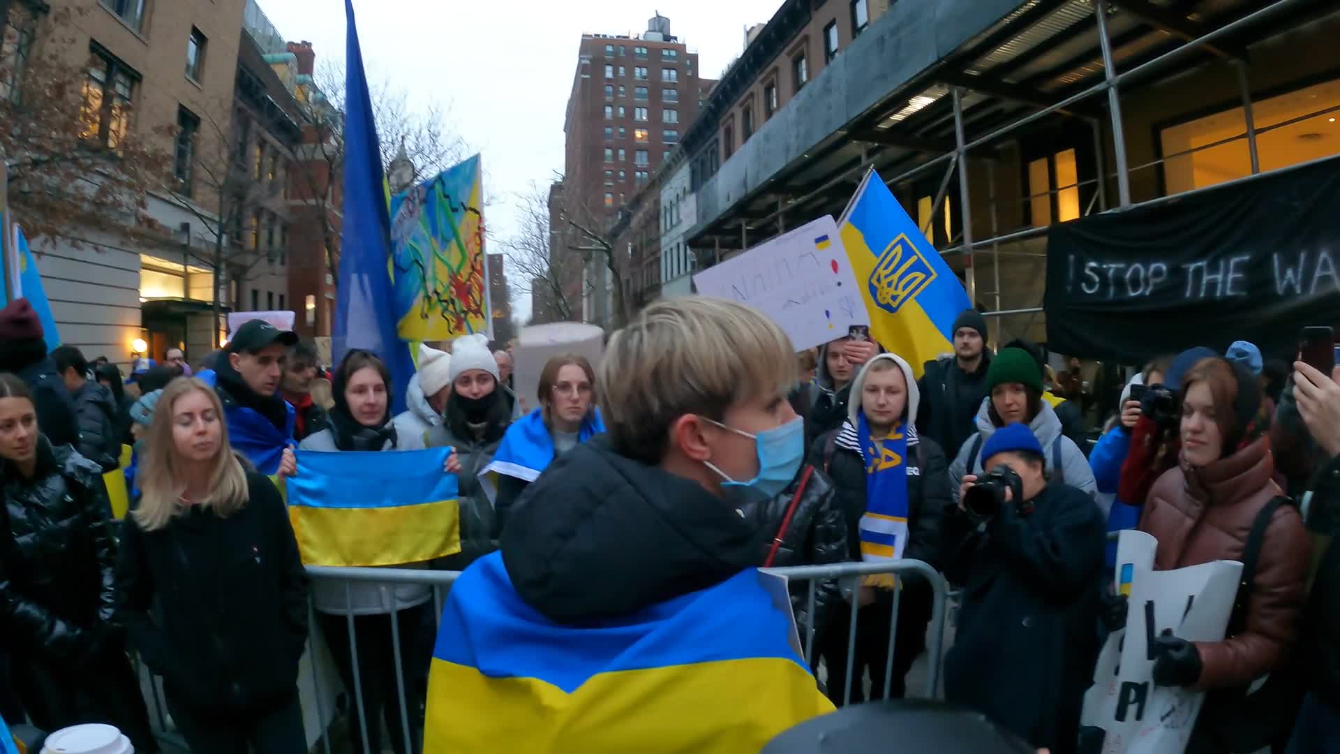 Protest Against Russian Invasion Of Ukraine In NYC