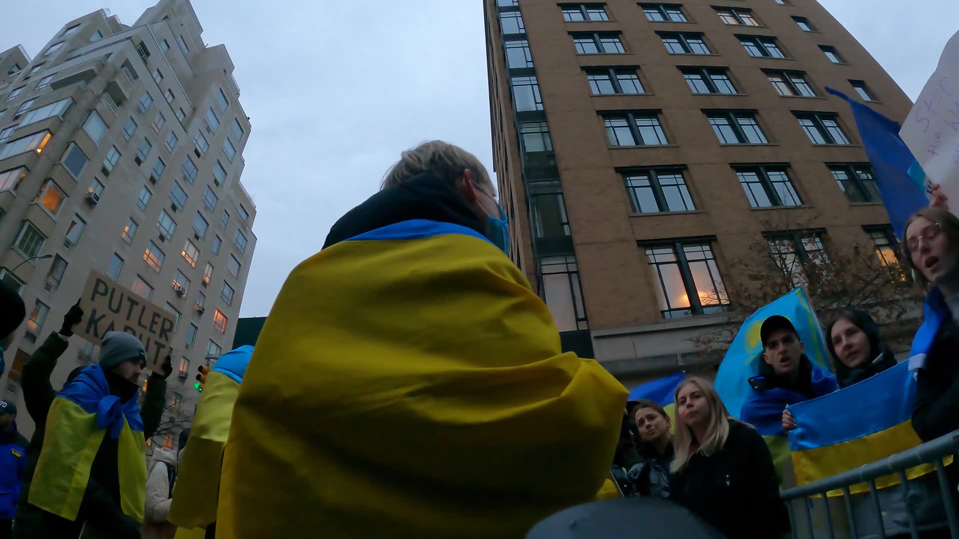 Protest Against Russian Invasion Of Ukraine In NYC