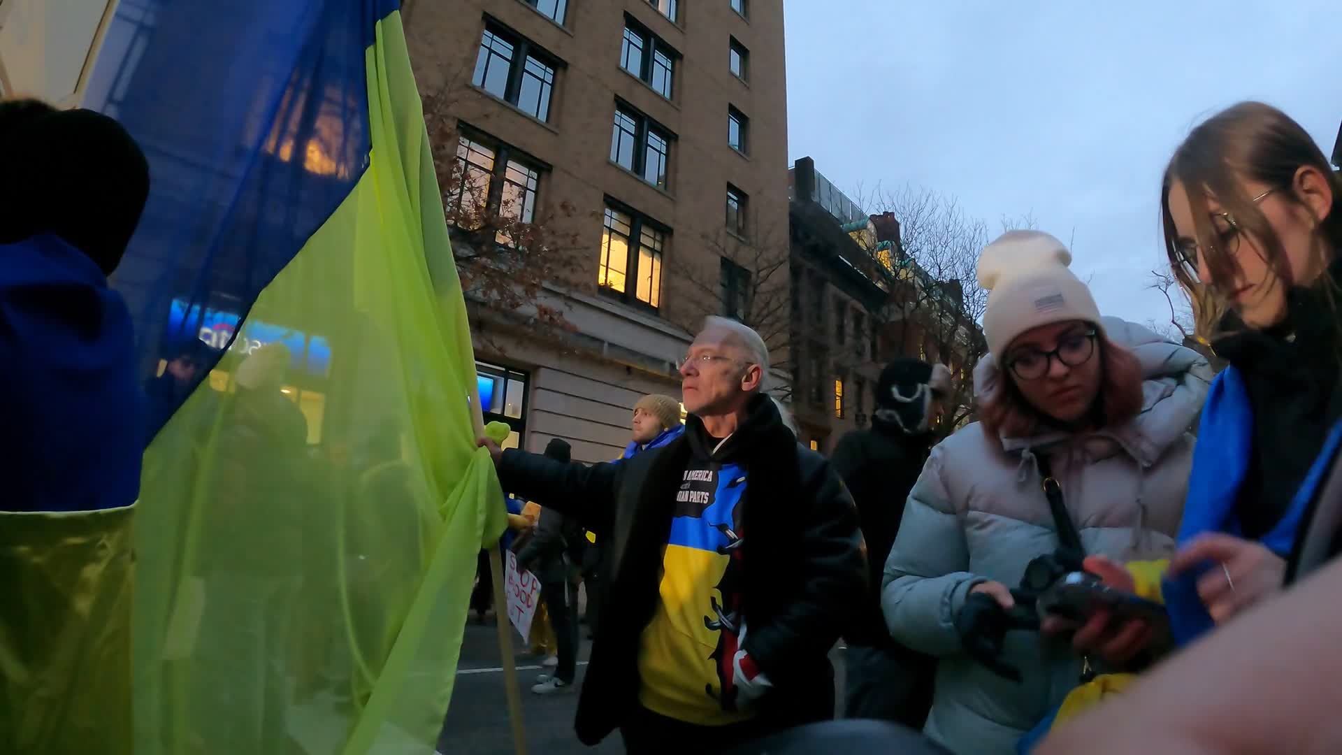 Protest Against Russian Invasion Of Ukraine In NYC