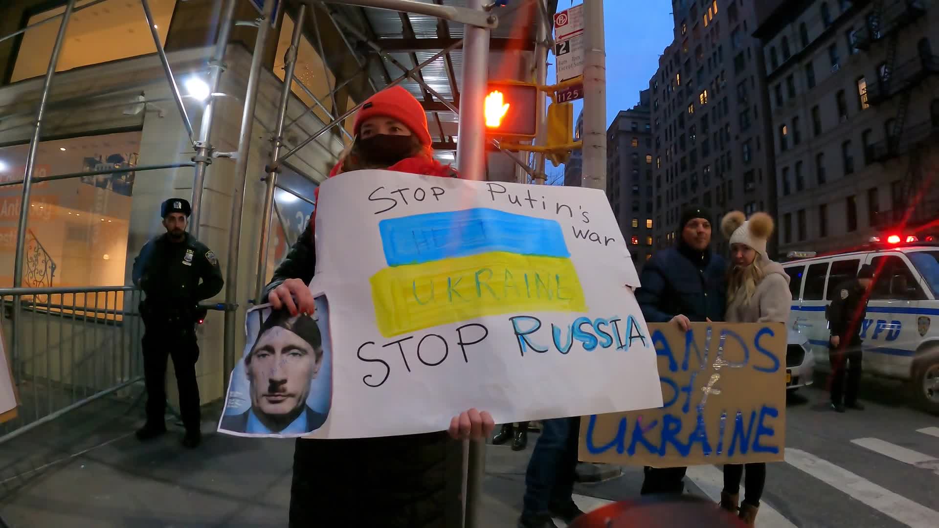 Protest Against Russian Invasion Of Ukraine In NYC