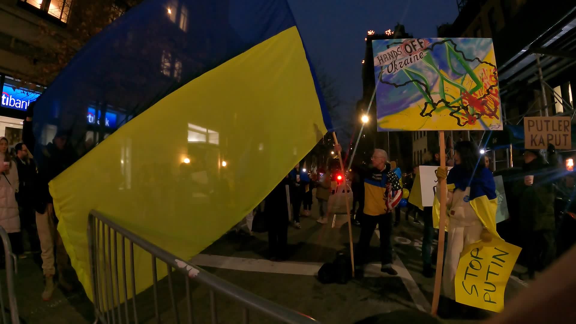 Protest Against Russian Invasion Of Ukraine In NYC