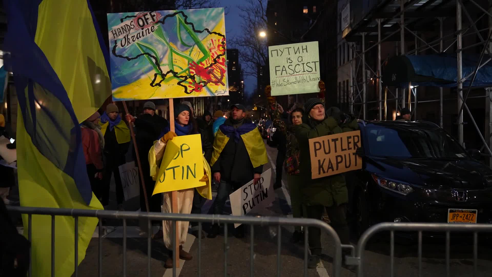 Protest Against Russian Invasion Of Ukraine In NYC