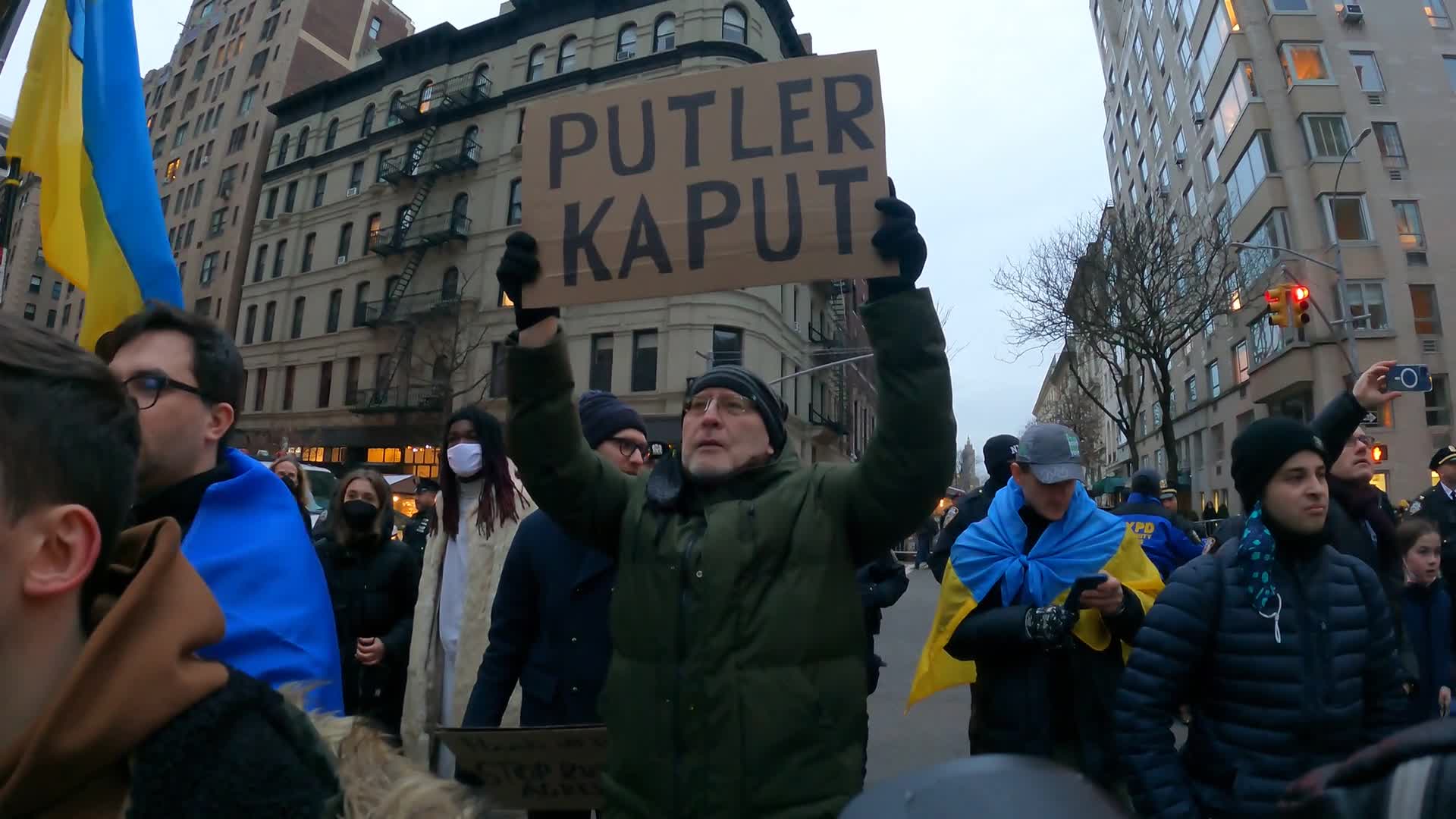 Protest Against Russian Invasion Of Ukraine In NYC