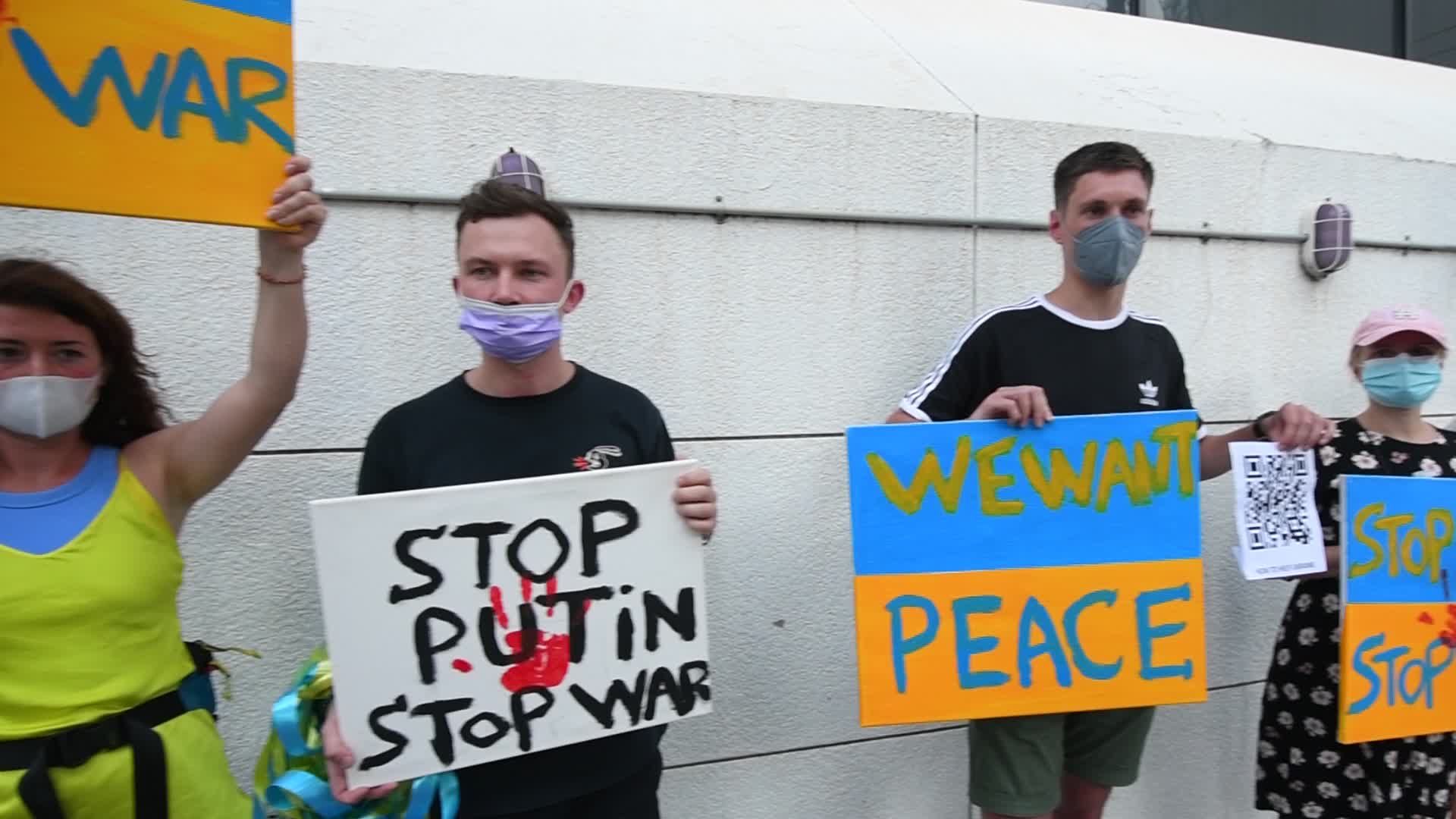 Ukrainian In Bangkok Protest Against War In Ukraine Near The Russia Embassy