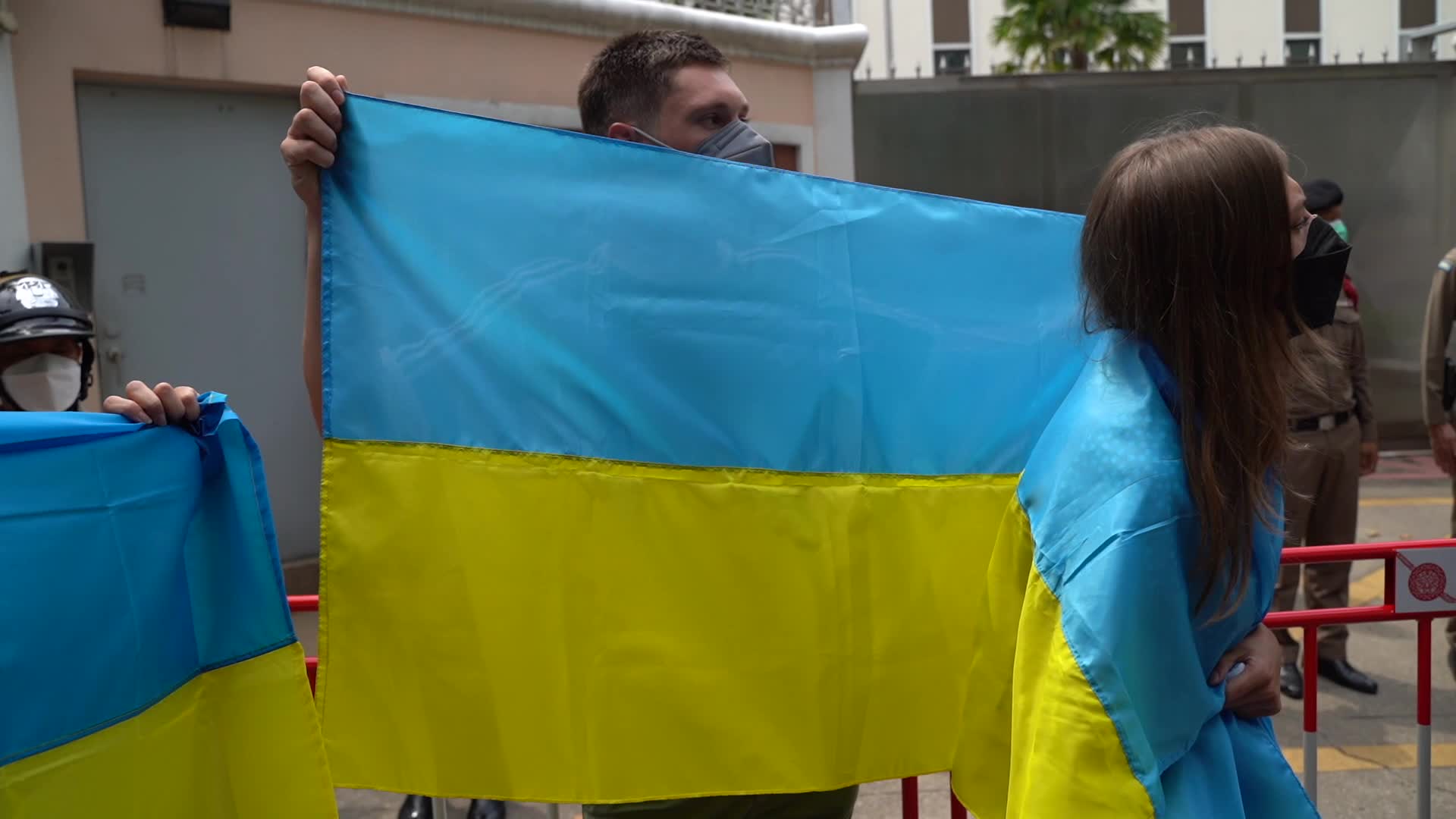 Protest in Thailand against Russia's invasion of Ukraine.